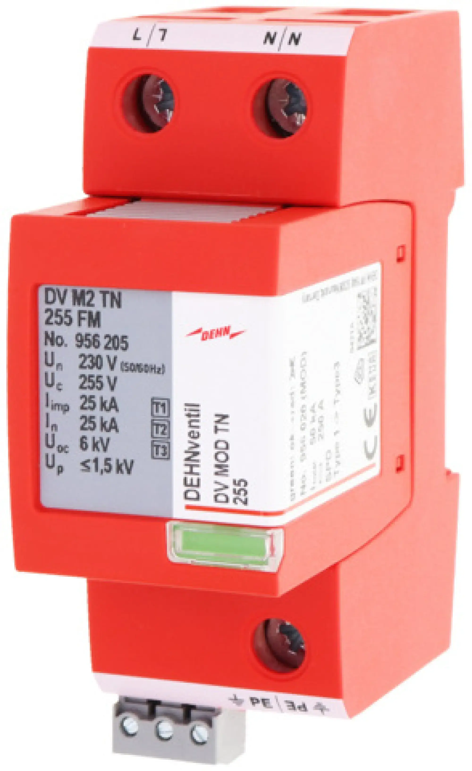 Dehn 956205 Combined arrester Type 1+2+3 DEHNventil M2 for single-phase TN systems w. remote signalling contact (img_001)