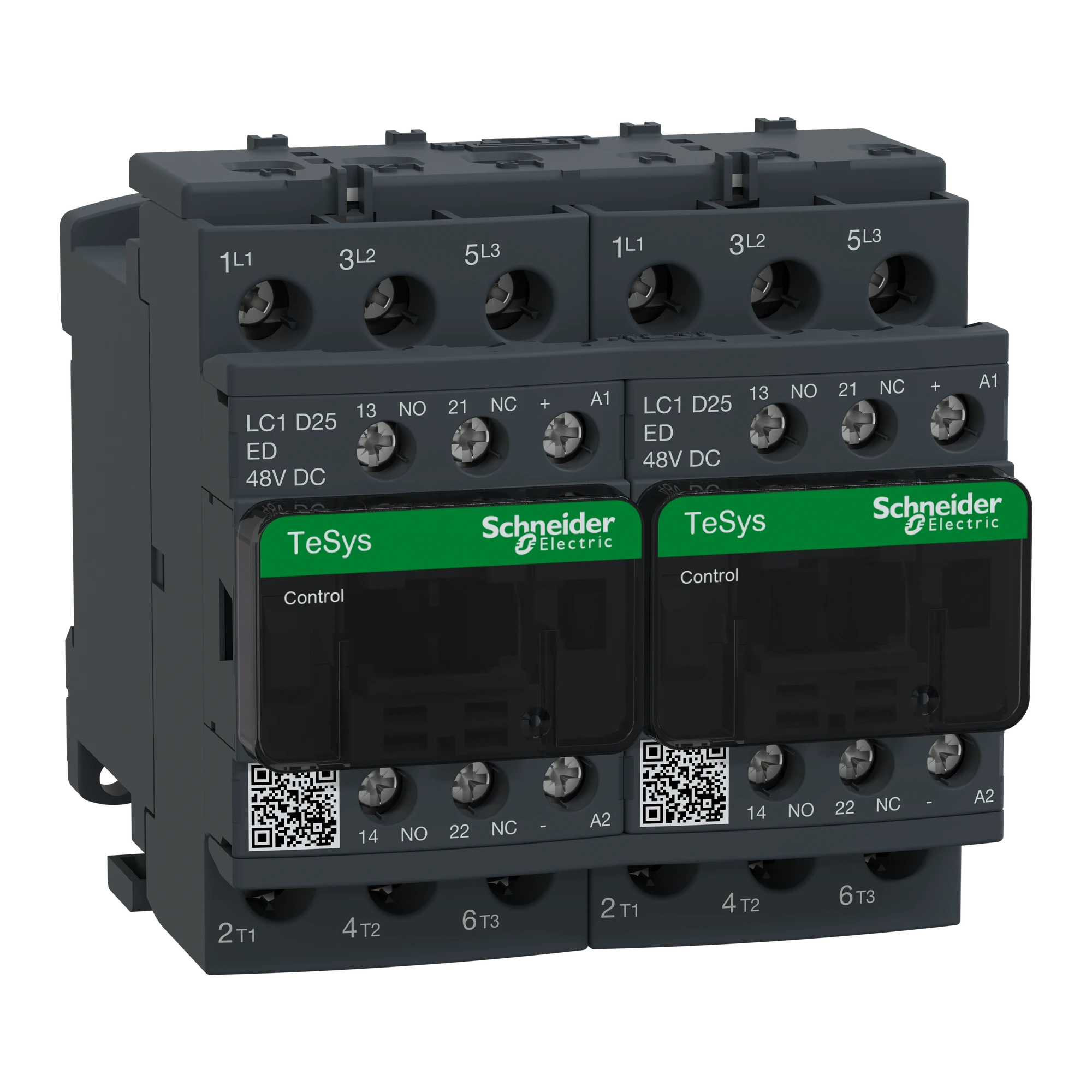 Schneider Electric LC2D25ED Reversing Contactor Combination, 3p+1NO+1NC, 11kW/400V/AC3, 25A, Coil 48V DC (img_001)