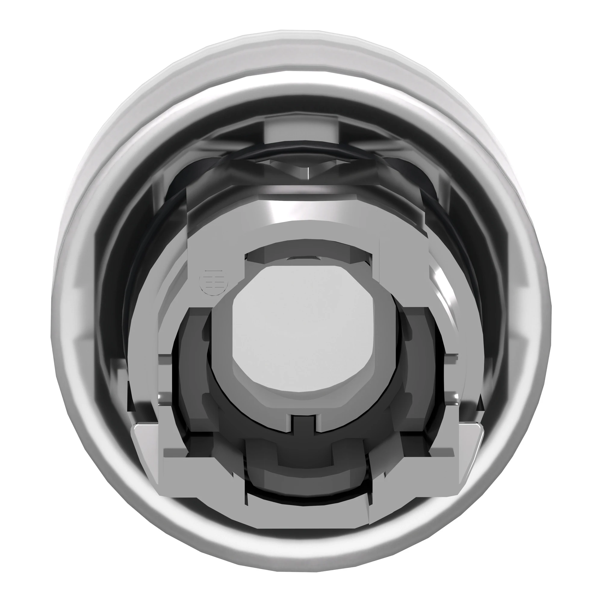 Schneider Electric ZB4BP18 Pushbutton, Front Element, Harmony XB4, Metal, 22mm, White, Unlabelled, Momentary, With Protective Cap, For Insert Plate (img_002)