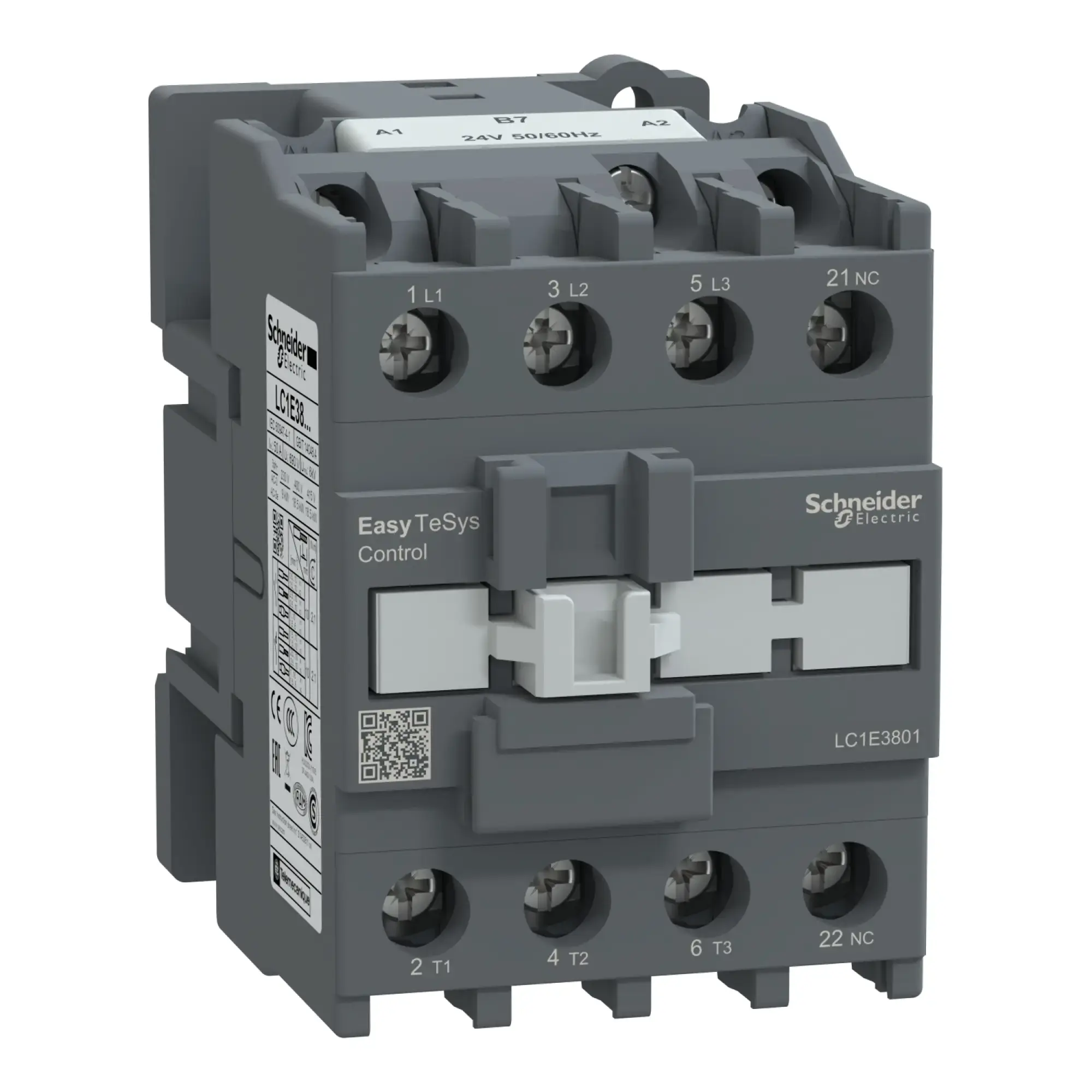 Schneider Electric LC1E3801B7 Easy TeSys Leistungsschütz 3P 38A 1NC 24V AC 50/60Hz (img_002)