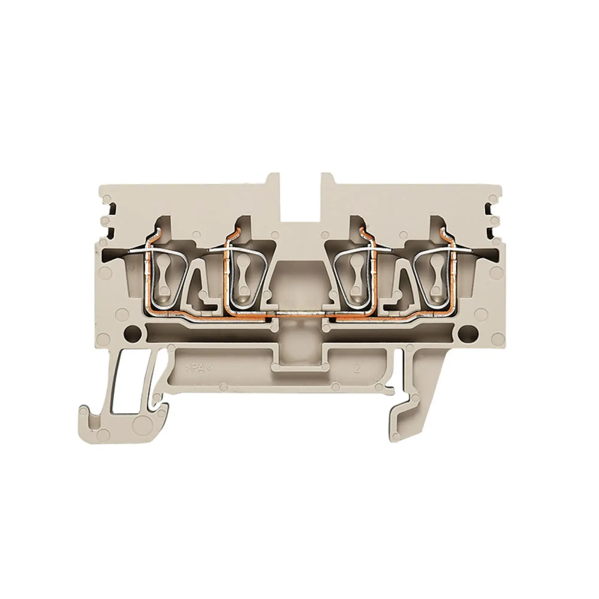 Weidmüller 1933740000 Feed-through terminal block, Tension-clamp connection, dark beige, 2.5 mm², 24 A, 800 V, Number of connections: 4 (img_001)