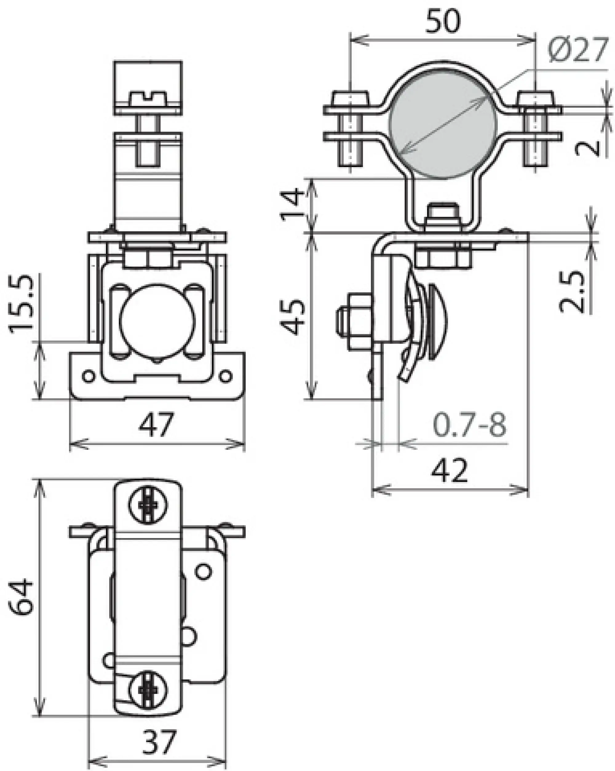 Dehn 202862 Roof cond. holder StSt f. metal roofs w. standing seam f. HVI cond. D 27-30mm (img_002) Dehn 202862 Roof cond. holder StSt f. metal roofs w. standing seam f. HVI cond. D 27-30mm (img_002)