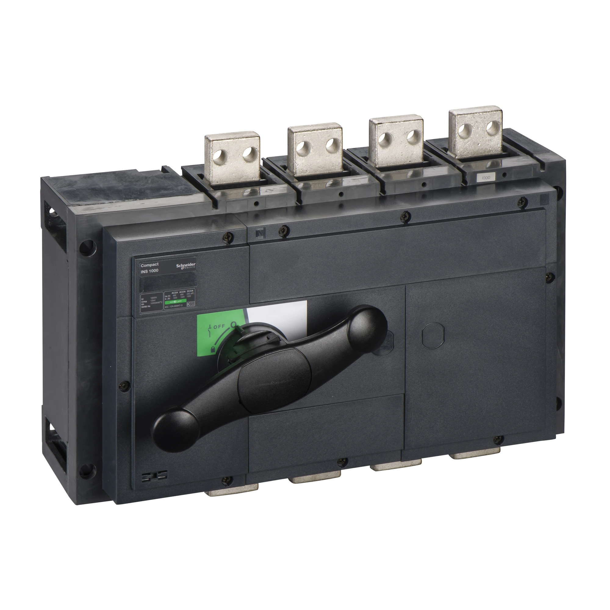 Schneider Electric 31333 Compact INS1000 4P 1000A Fixed-mounted Load Break Switch with Black Rotary Handle (img_001) Schneider Electric 31333 Compact INS1000 4P 1000A Fixed-mounted Load Break Switch with Black Rotary Handle (img_001)