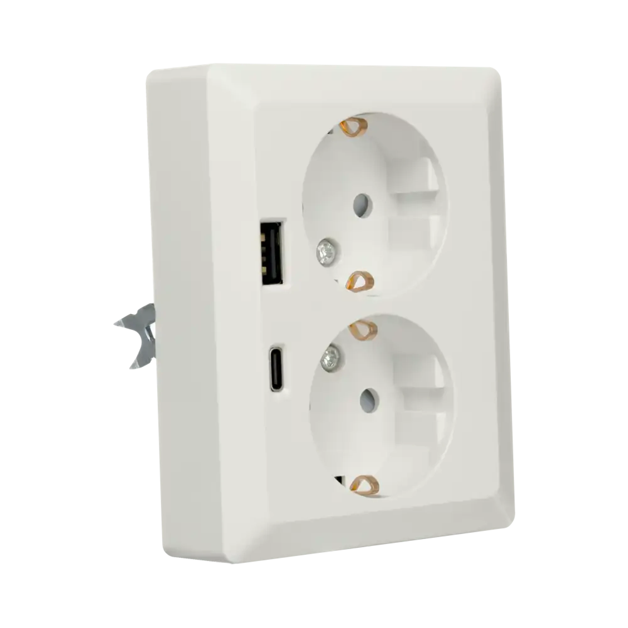 ION INDUSTRIES 10.300.614 Wall socket Half-Mounted 2-gang USB A + USB C Alpin White (img_002) ION INDUSTRIES 10.300.614 Wall socket Half-Mounted 2-gang USB A + USB C Alpin White (img_002)