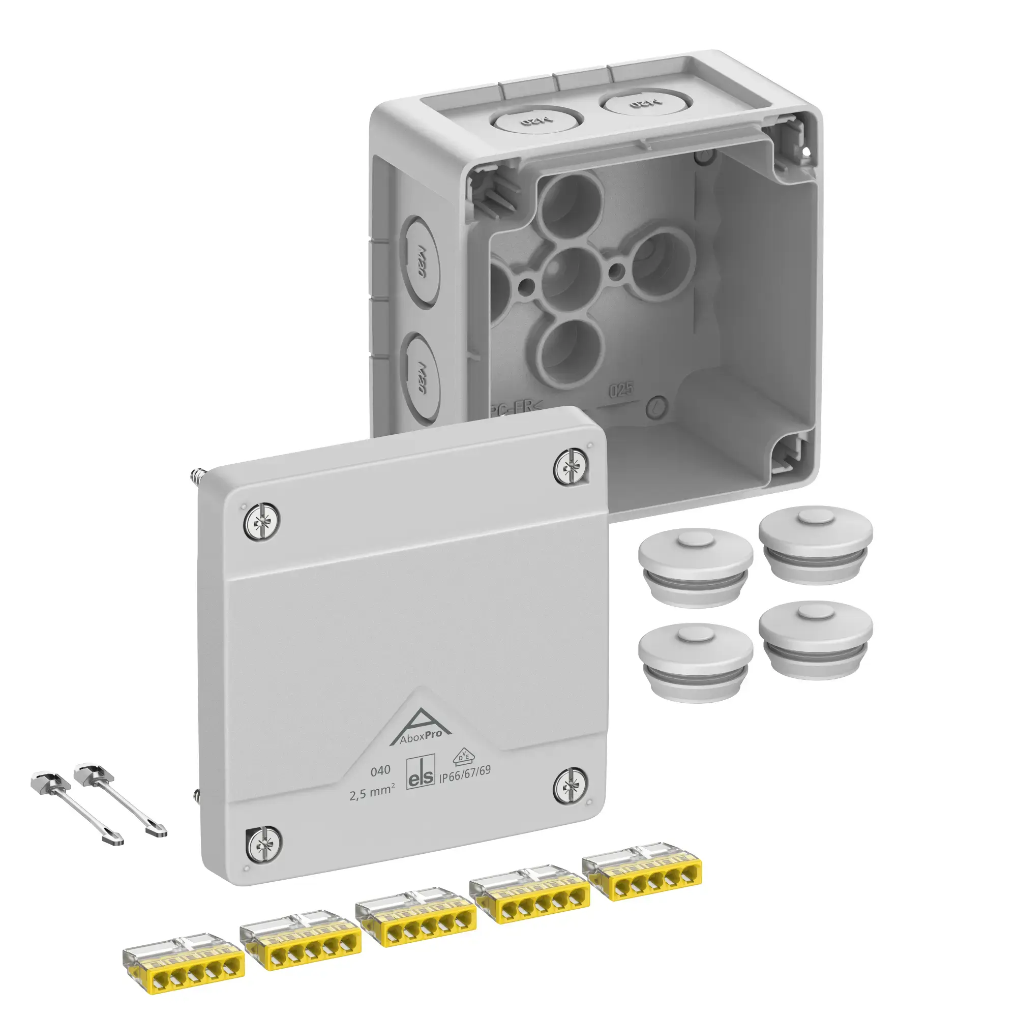Spelsberg 40243001 Junction box, Type of protection IP66/IP67/IP69, max. 4², IK09, Protection class II, Ui 450V AC, Ui 450V DC, DLG, DNV, VDE, Halogen free (img_001)