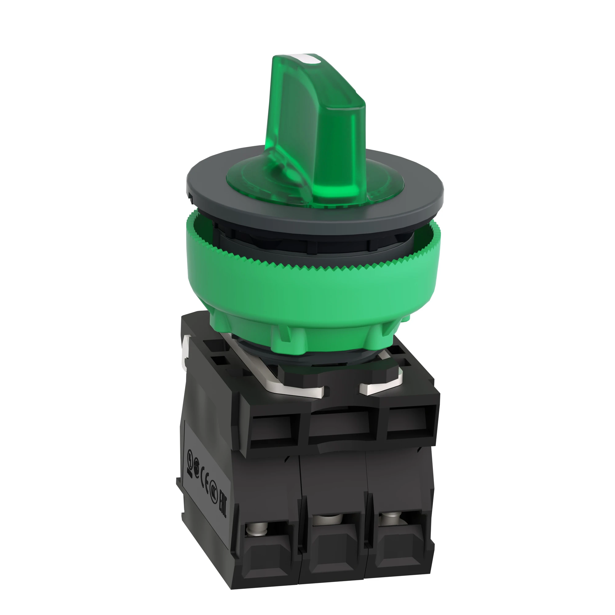 Schneider Electric XB5FK133G5 Illuminated selector switch, Harmony XB5F, plastic, green, 30mm, universal LED, 3 positions, 1NC + 1NO, 110-120V AC (img_006)