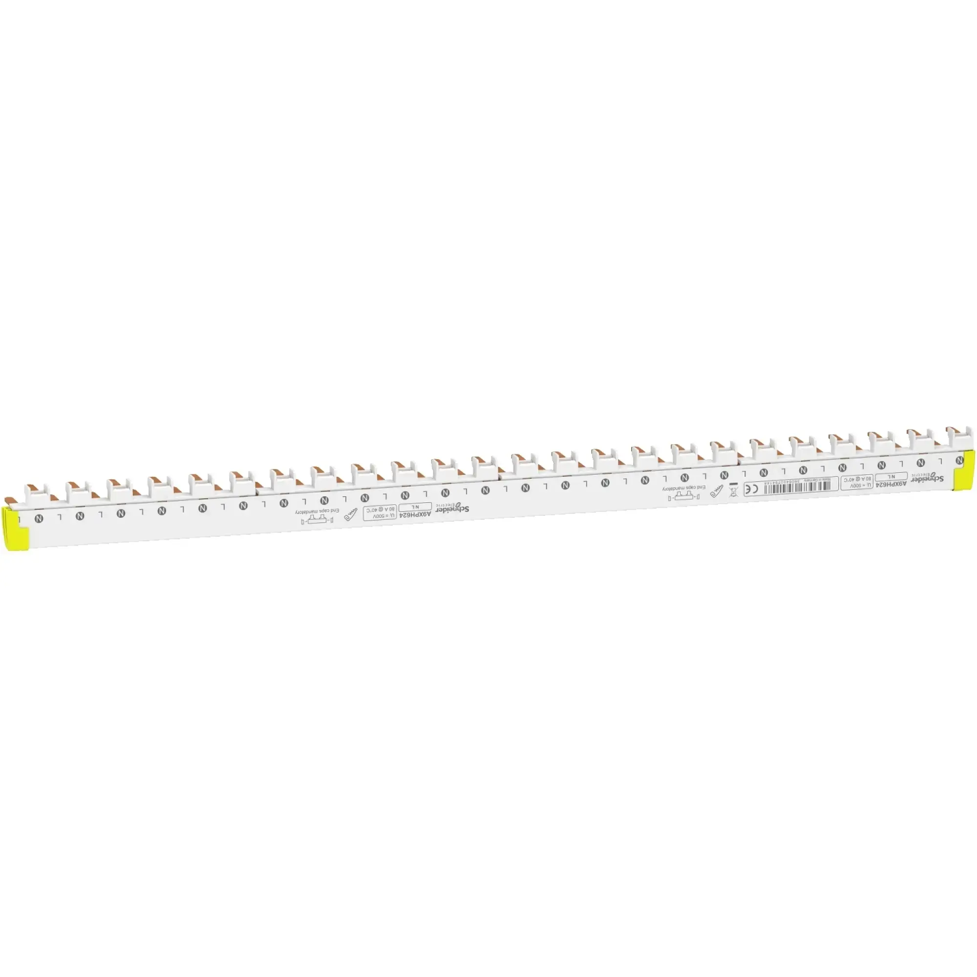 Schneider Electric A9XPH624 Busbar for RCCB/MCBs, cuttable, 1P+N, 24 modules for 12 RCCB/MCBs, 80A (img_002) Schneider Electric A9XPH624 Busbar for RCCB/MCBs, cuttable, 1P+N, 24 modules for 12 RCCB/MCBs, 80A (img_002)