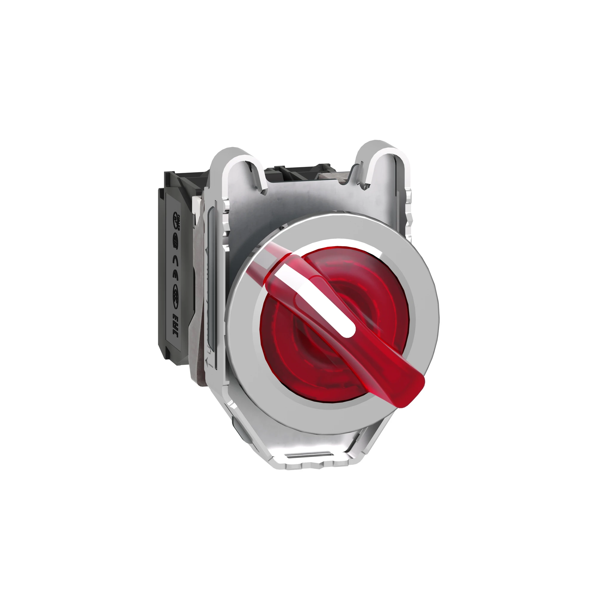 Schneider Electric XB4FK124B5 Illuminated selector switch, Harmony XB4F, metal, 30mm, red, universal LED, 2 positions, 1NO+1NC, 24V ACDC (img_001)