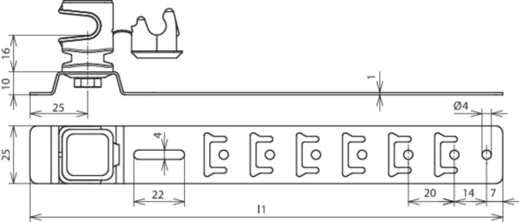 Dehn 204157 Roof cond. hold. UNIsnap Cu/plastic brown H 16mm Rd 8mm, embossed brace L 335mm (img_002) Dehn 204157 Roof cond. hold. UNIsnap Cu/plastic brown H 16mm Rd 8mm, embossed brace L 335mm (img_002)