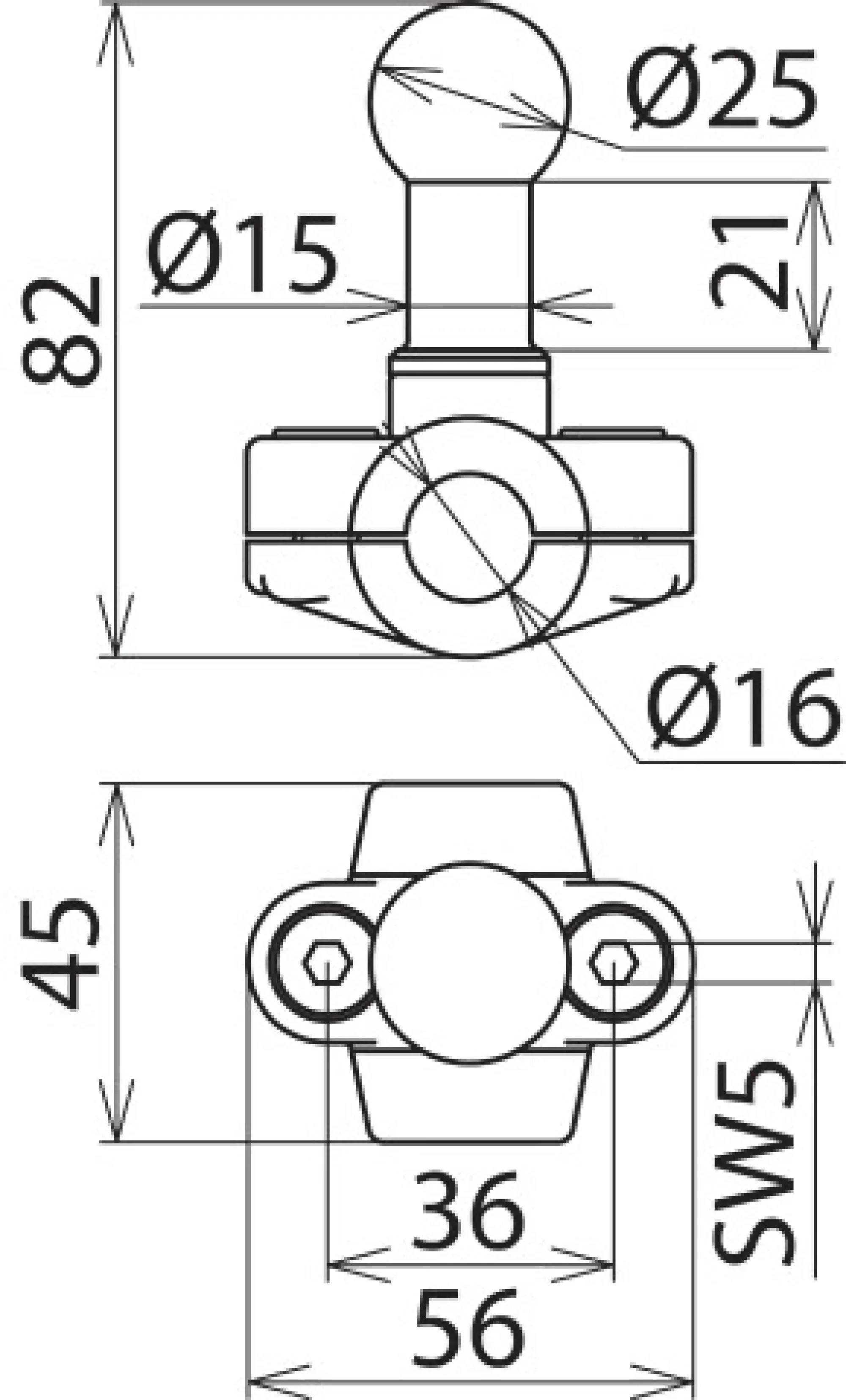 Dehn 725016 Fixed ball point D 25mm, clamp type A for round conductors 16mm (img_002)