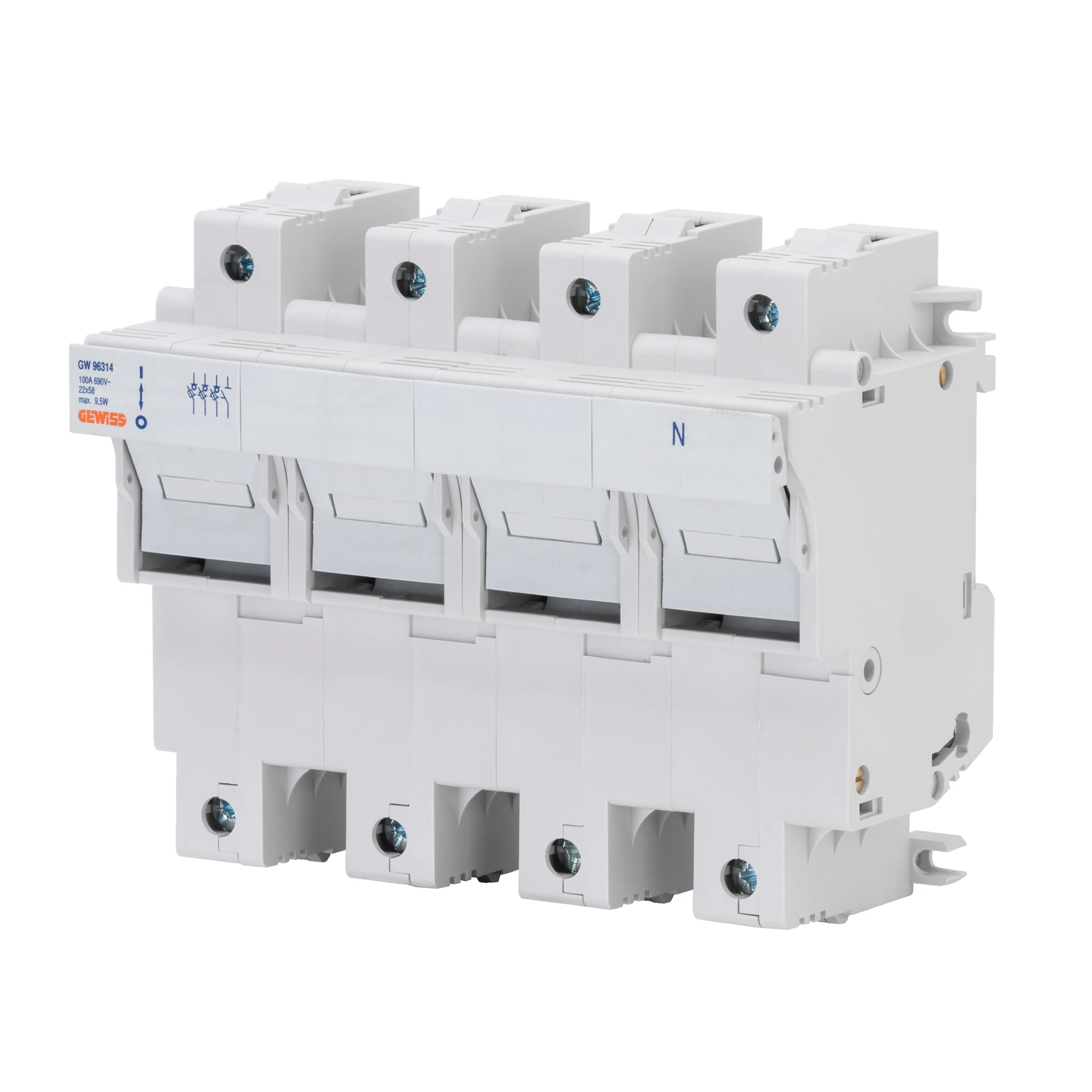 GEWISS GW96314 Sicherungslasttrennschalter 690V AC 100A 3P+N Zylindersicherung 22x58 8TE (img_001) GEWISS GW96314 Sicherungslasttrennschalter 690V AC 100A 3P+N Zylindersicherung 22x58 8TE (img_001)