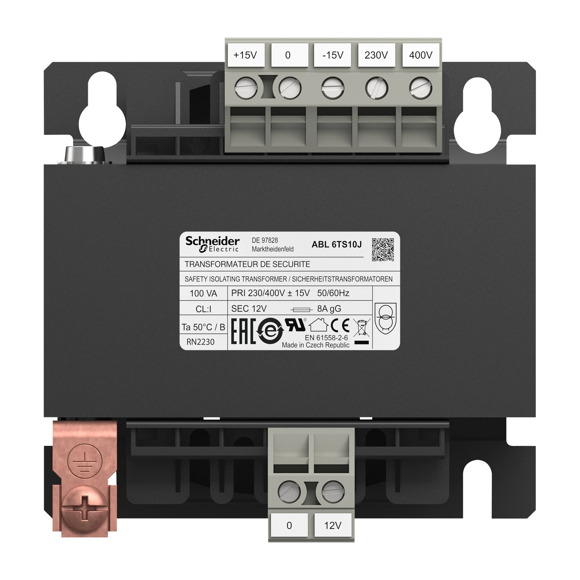 Schneider Electric ABL6TS10J Safety Isolation Transformer, Modicon ABL6, Input 230/400V AC, Output 12V AC, 100VA (img_004)