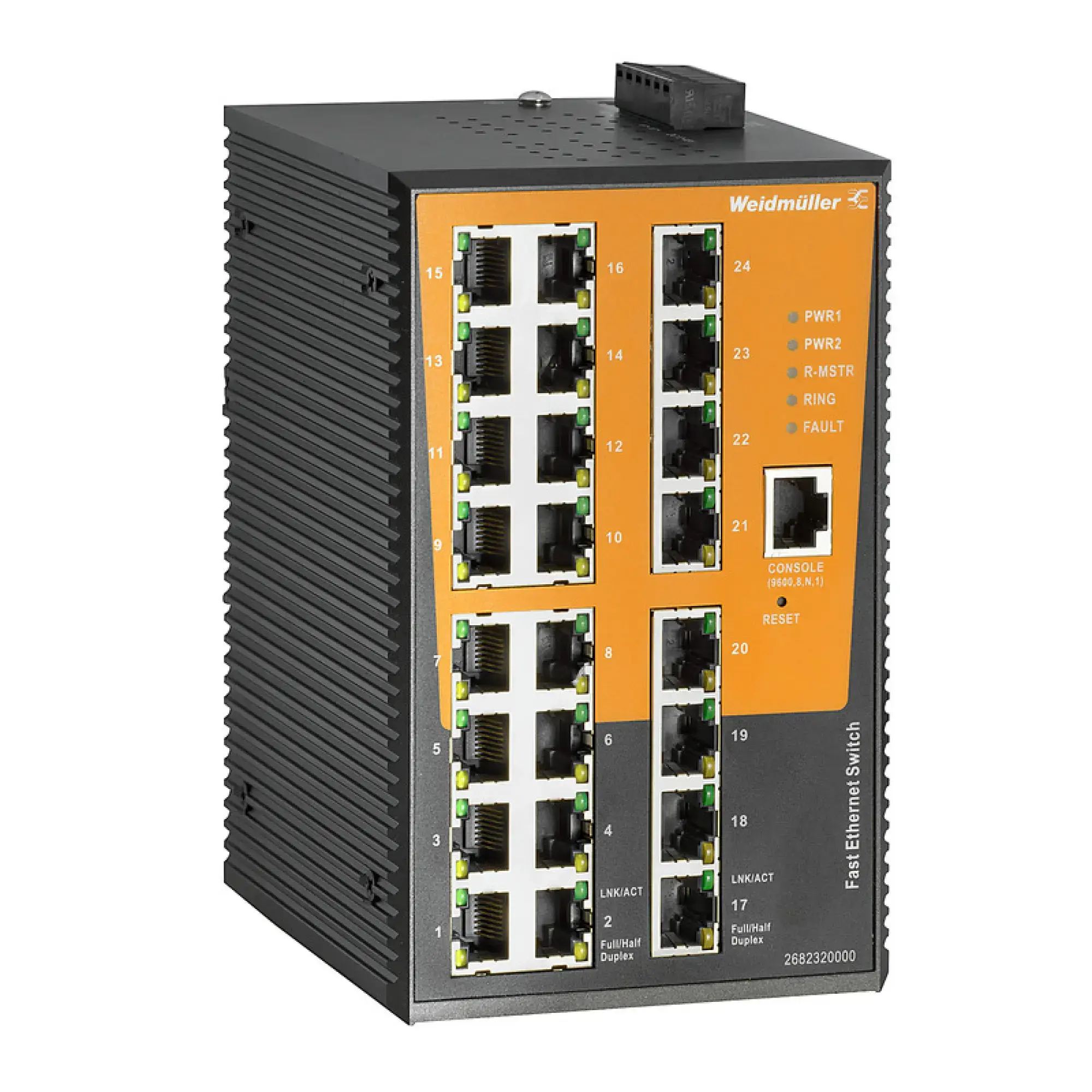 Weidmüller 2682320000 Network switch (managed), managed, Fast Ethernet, Number of ports: 24x RJ45, -40 °C...75 °C, IP30 (img_001)