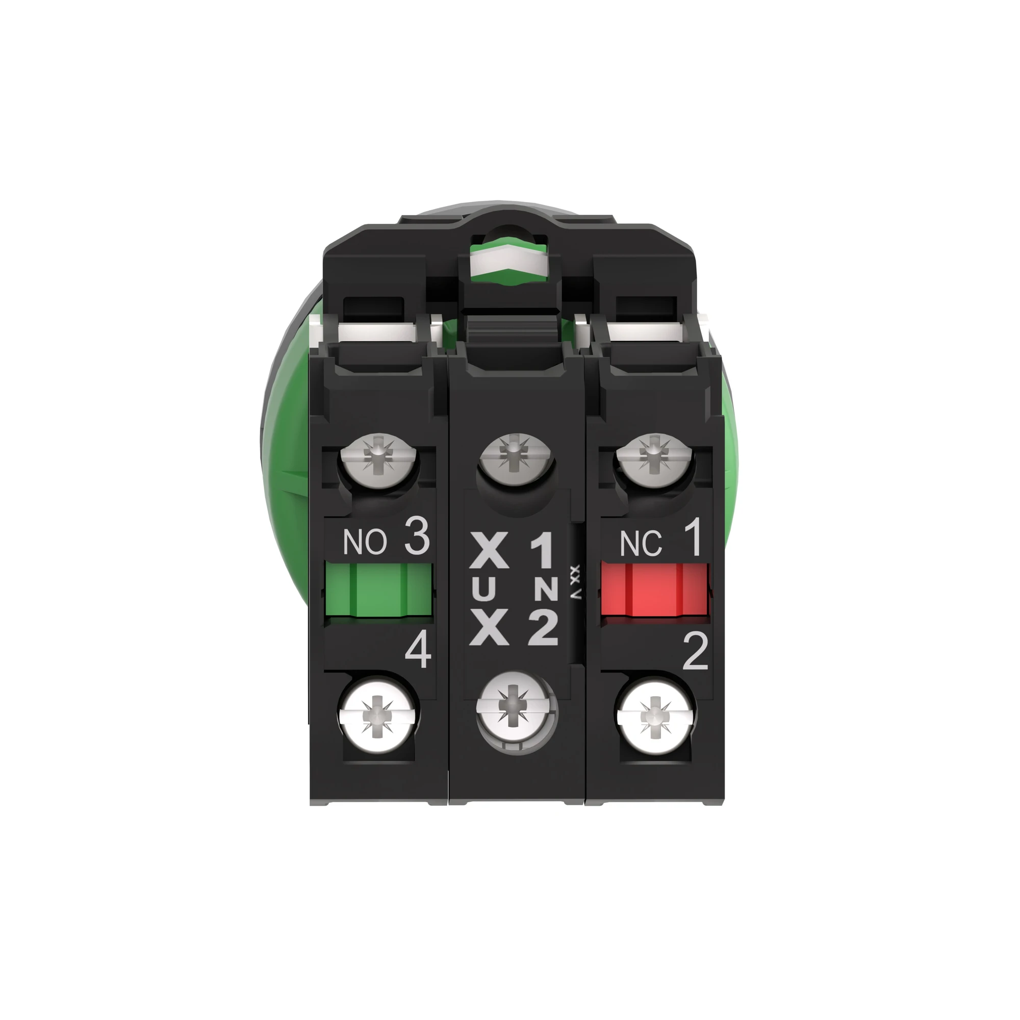 Schneider Electric XB5FW33M5C0 Illuminated pushbutton, Harmony XB5F, plastic, antimicrobial, light grey, green, 30mm, universal LED, 1NO + 1NC, 230-240V AC (img_003)