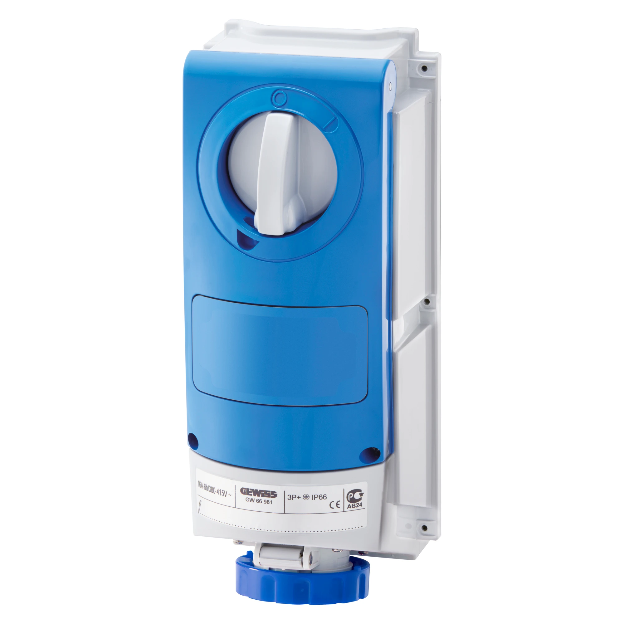 GEWISS GW66540 VERTICAL FIXED INTERLOCKED SOCKET OUTLET - WITHOUT BOTTOM - WITHOUT FUSE-HOLDER BASE - FOR HEAVY-DUTY USE - 3P+N+E 16A 200 - 250V - 50/60HZ 9H - IP66 (img_001)