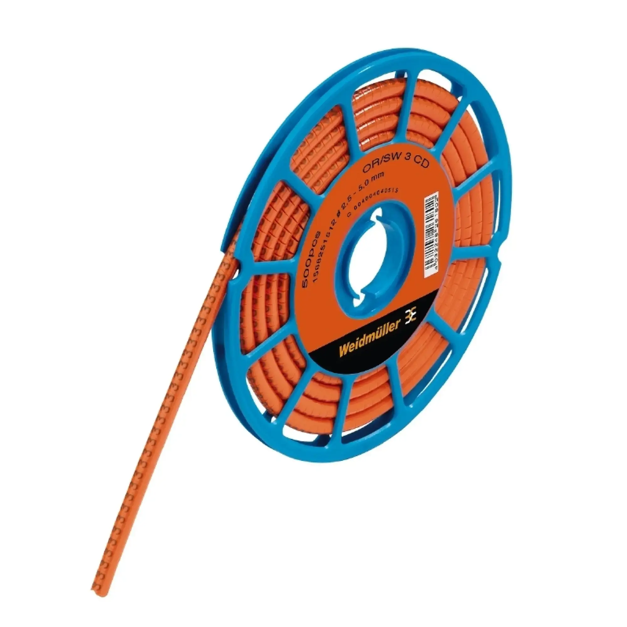 Weidmüller 1568251512 Cable coding system, orange, Conductor O.D.:2.5 - 5 mm, Numbers, PVC, soft, without Cadmium, -30...80 °C (img_001)