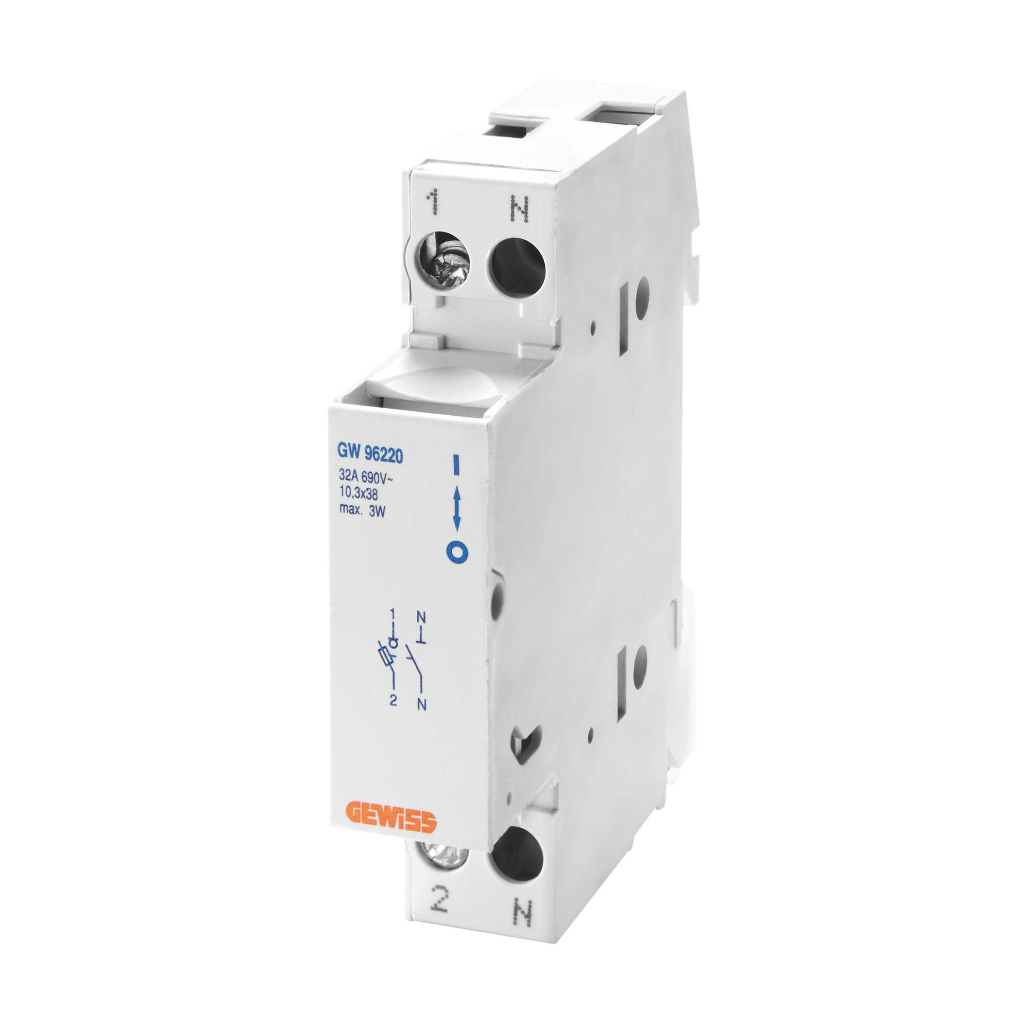 GEWISS GW96220 DISCONNECTABLE FUSE HOLDER - 1P+N 10.3X38 690V 32A - 1 MODULES (img_001)