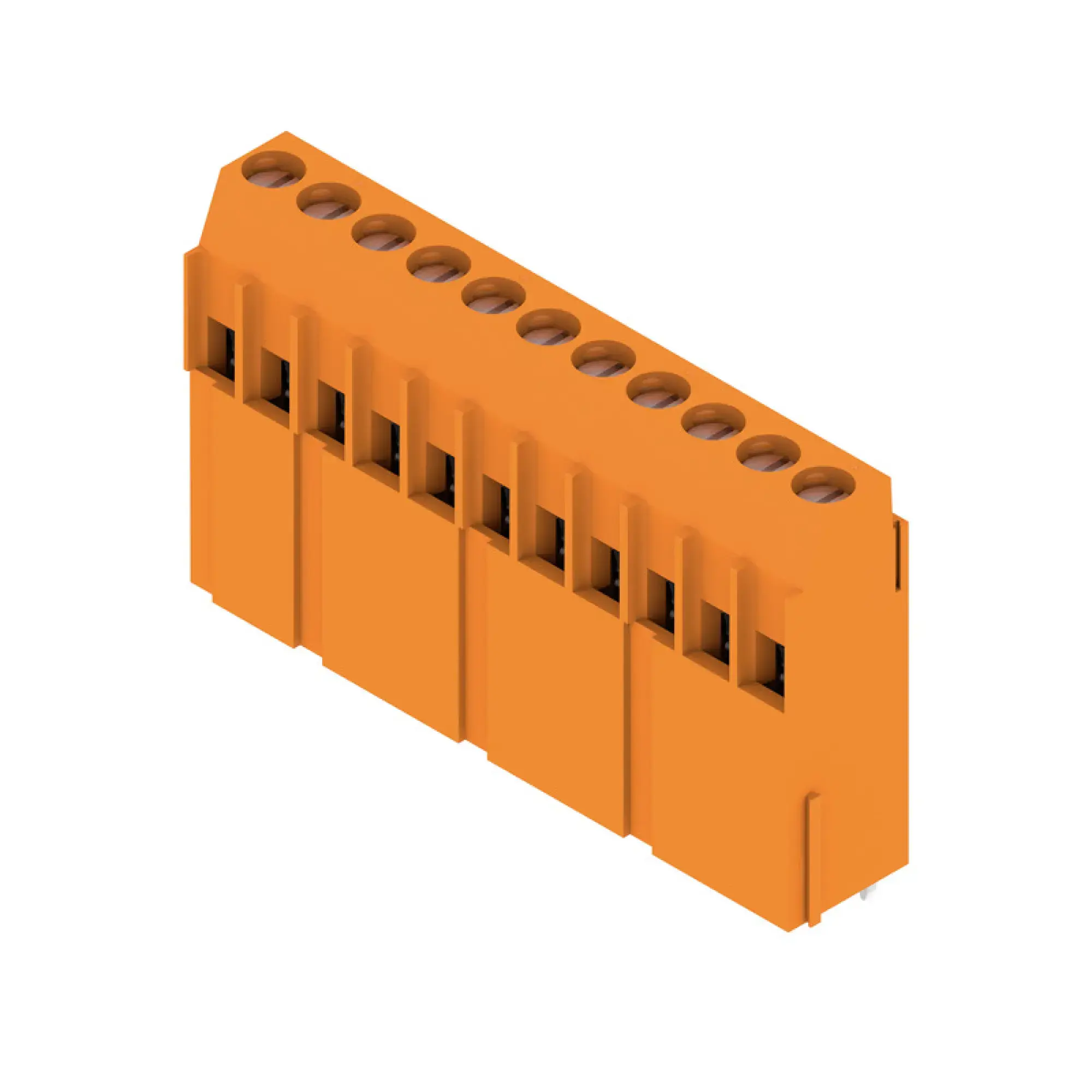 Weidmüller 1975340000 PCB terminal, 320 V, 32.5 A, Pitch in mm: 5.00, 6 mm², Number of poles: 11, Clamping yoke connection, THT solder connection, 90°, Box (img_001)