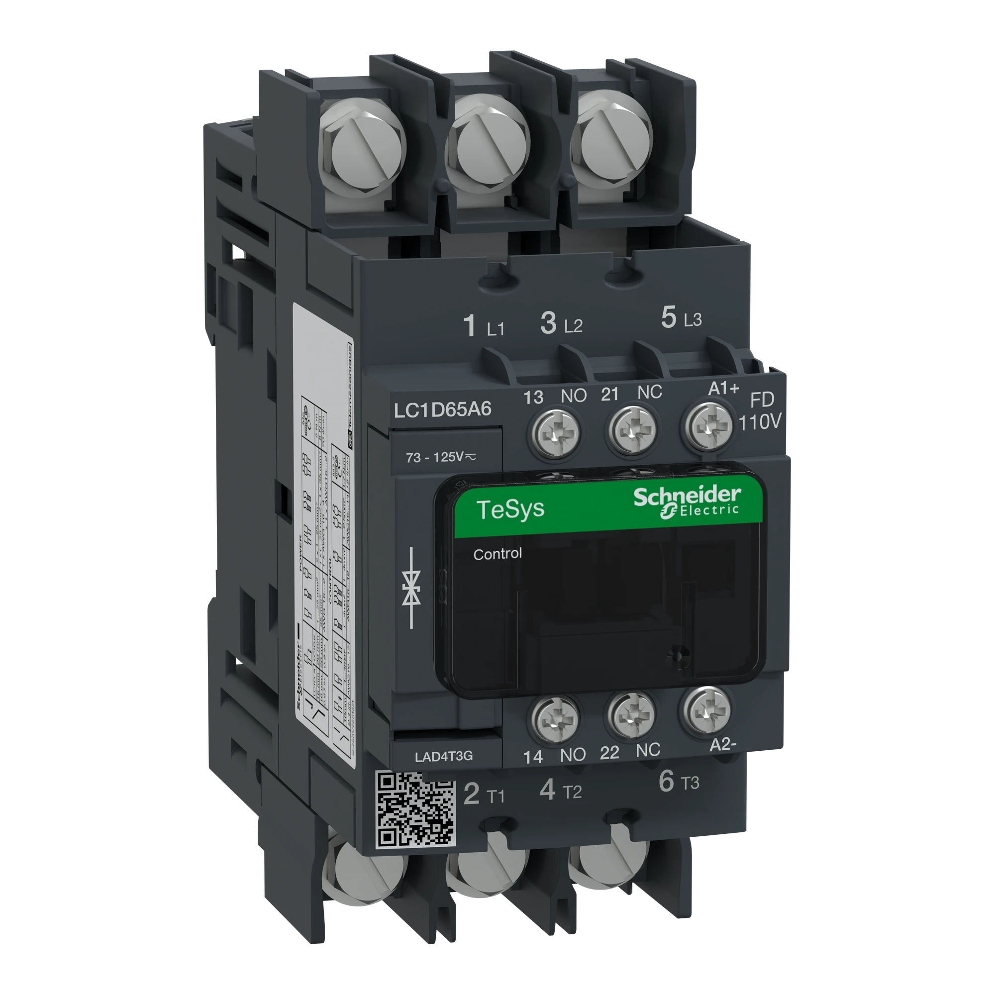 Schneider Electric LC1D65A6FD Power contactor LC1D 3p, +1NO+1NC, 30 kW, 65 A, 400 V AC3, coil 110 V DC (img_001) Schneider Electric LC1D65A6FD Power contactor LC1D 3p, +1NO+1NC, 30 kW, 65 A, 400 V AC3, coil 110 V DC (img_001)