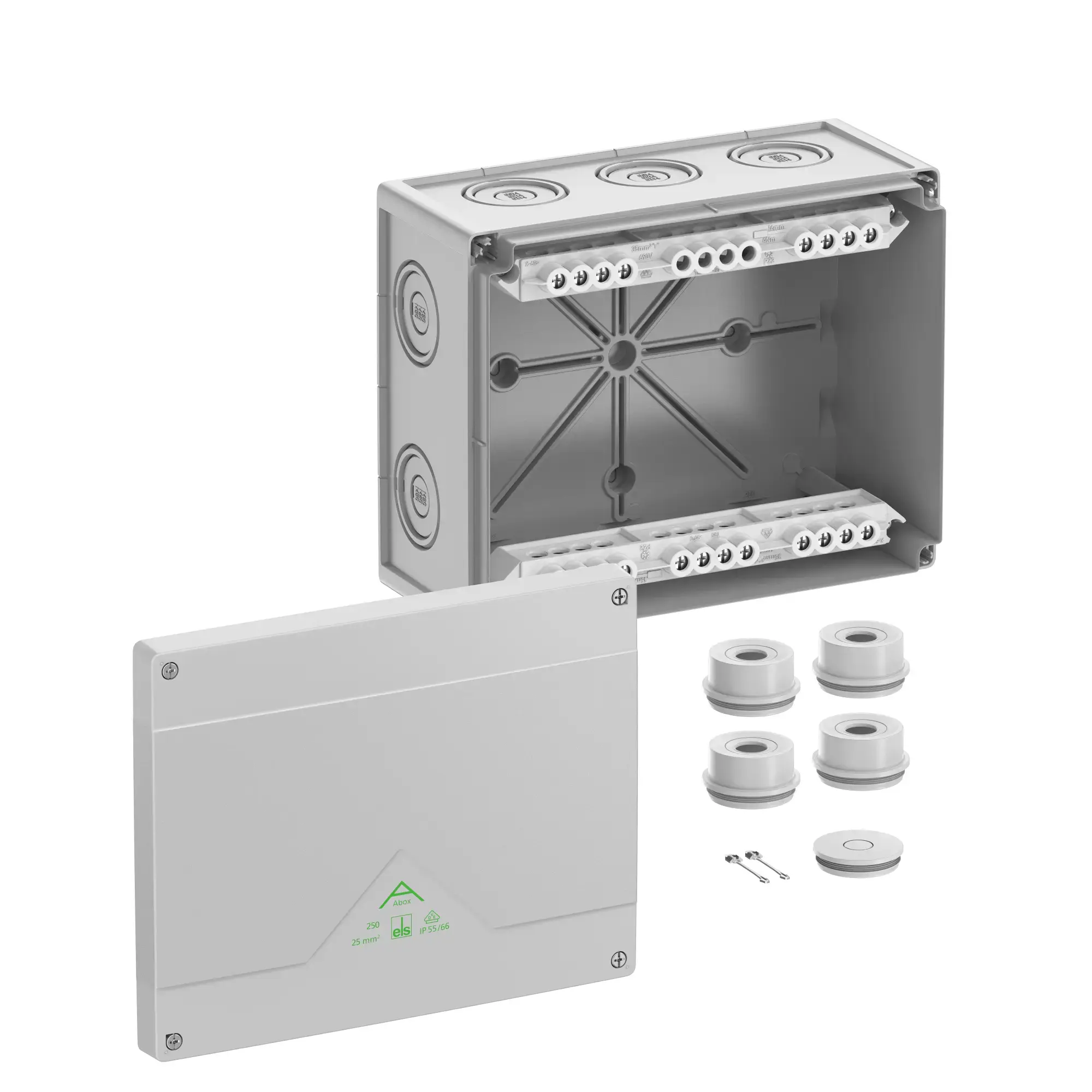 Spelsberg 82542001 Junction box, Type of protection IP55/IP66, max. 25², Impact strength IK07, Protection class II, Ui 690V AC, Ui 690V DC, DLG, VDE, Halogen free (img_001) Spelsberg 82542001 Junction box, Type of protection IP55/IP66, max. 25², Impact strength IK07, Protection class II, Ui 690V AC, Ui 690V DC, DLG, VDE, Halogen free (img_001)