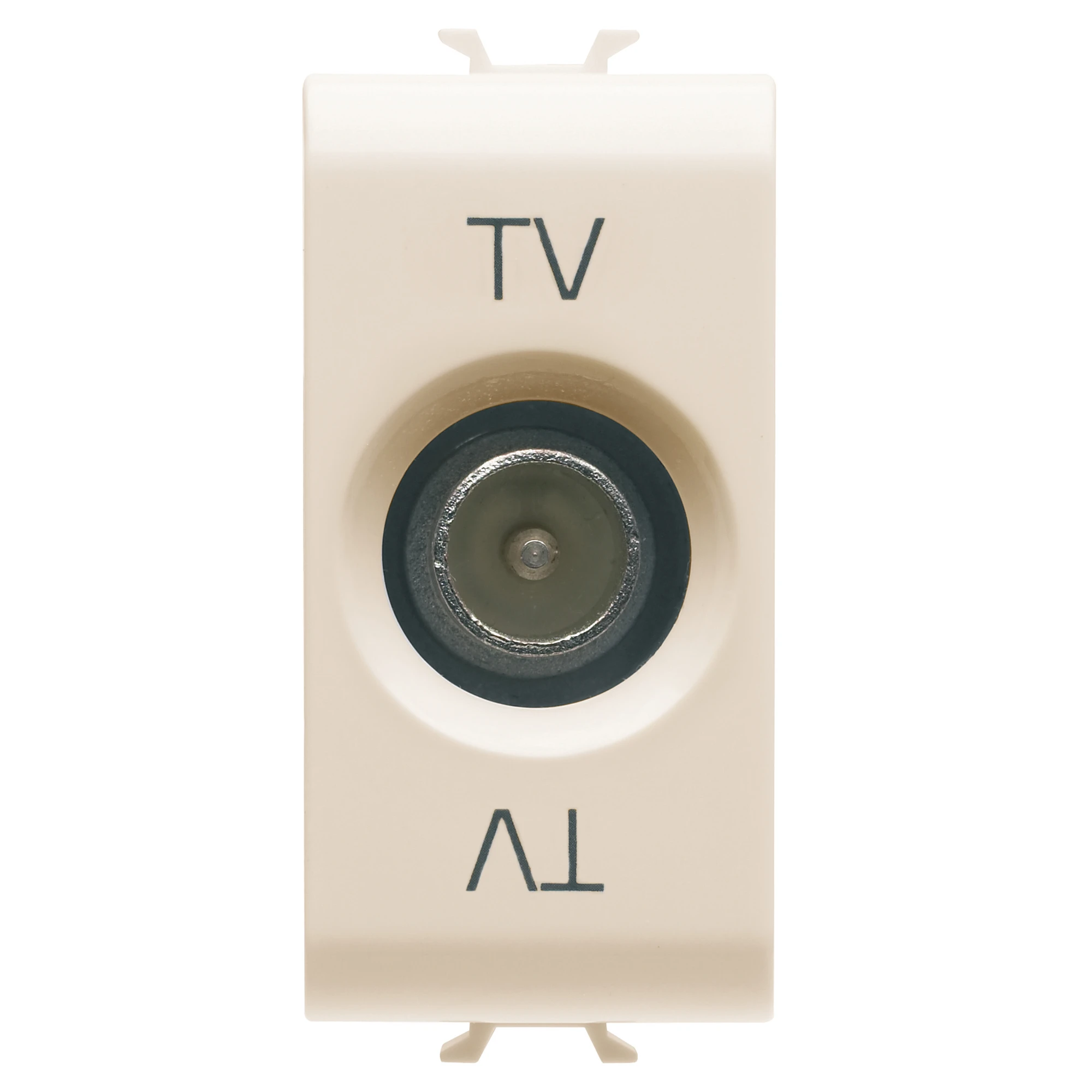 GEWISS GW11361 COAXIAL TV SOCKET-OUTLET, CLASS A SHIELDING - IEC MALE CONNECTOR 9,5mm - DIRECT WITH CURRENT PASSING - 1 MODULE - IVORY - CHORUSMART (img_001)