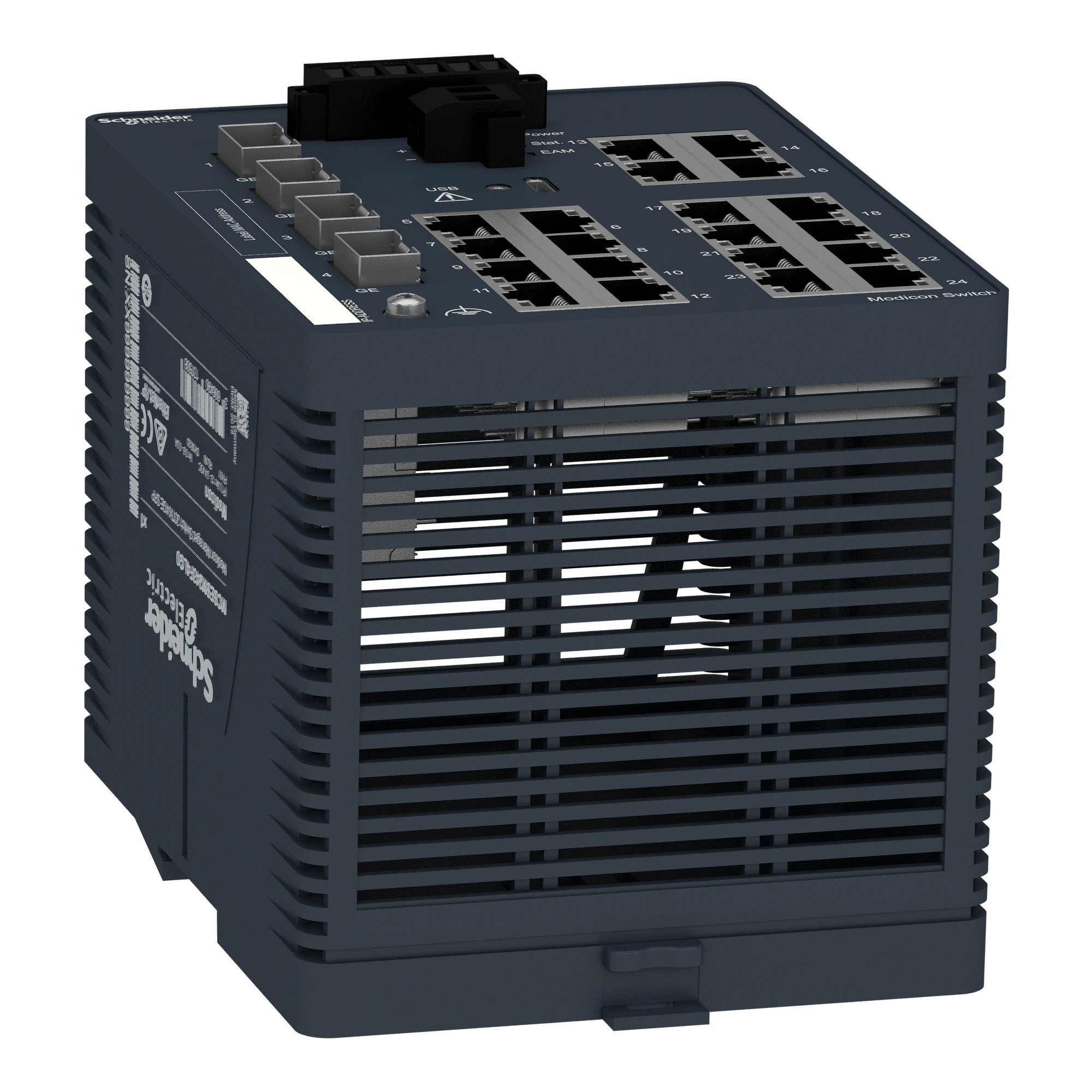 Schneider Electric MCSESM243F4LG0 Modicon Managed Switch, 20 Ports for Copper (20TX 10/100 Mbit/s) + 4 Gigabit SFP Ports (100/1000 Mbit/s) (img_005) Schneider Electric MCSESM243F4LG0 Modicon Managed Switch, 20 Ports for Copper (20TX 10/100 Mbit/s) + 4 Gigabit SFP Ports (100/1000 Mbit/s) (img_005)