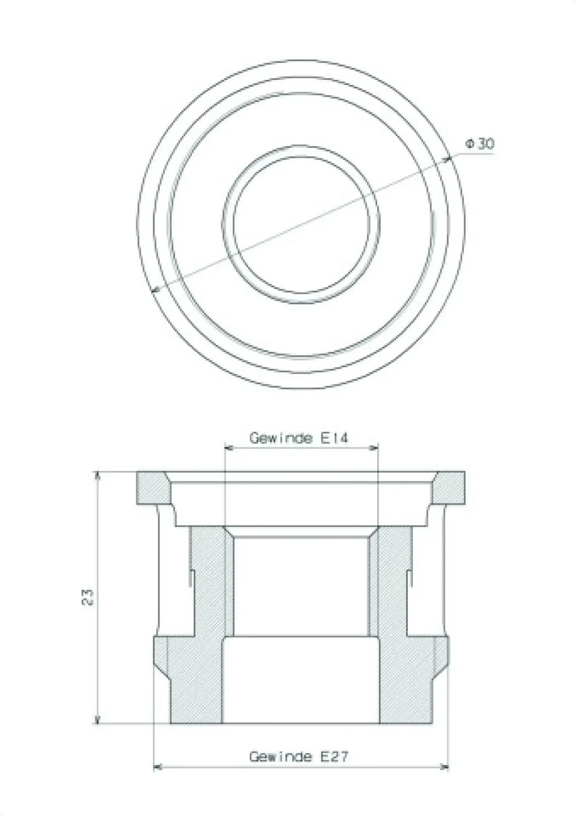 Dehn 745108 Reducing insert E27-E14 for junction boxes of mast lightings (img_002)