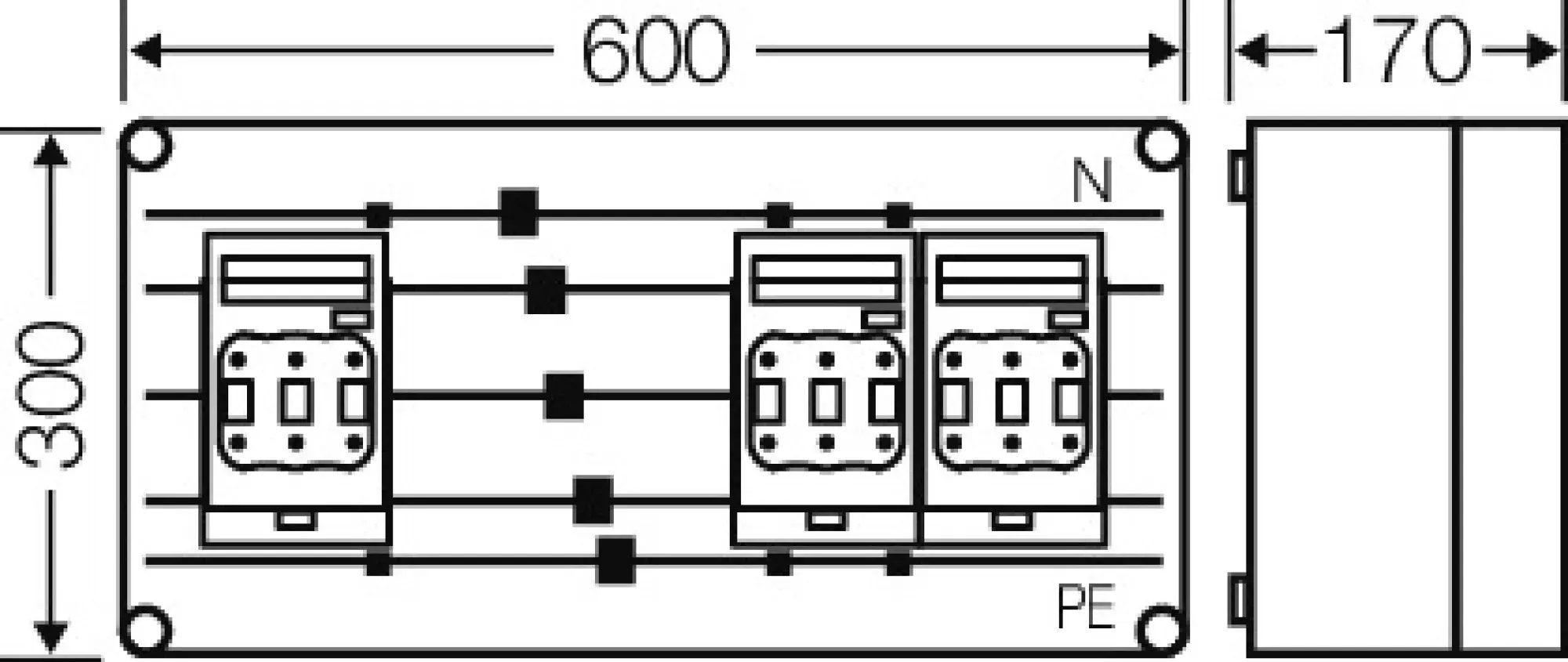 Hensel 2000662 Mi-NH-Sicherungslasttrennschaltergehäuse 3x3x NH00, a. Sammelschine, 250A,5p. Mi 6436 (img_003)