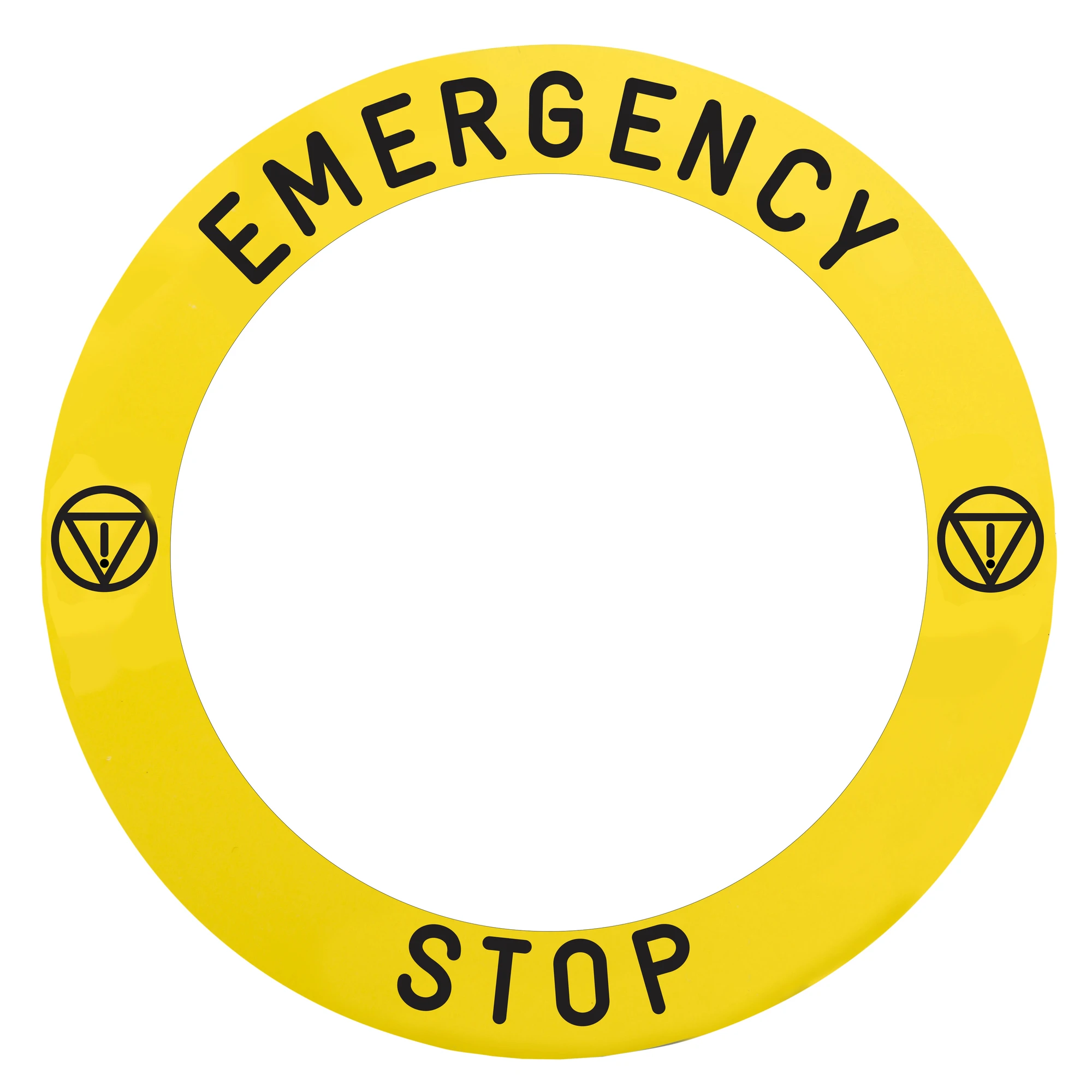 Schneider Electric ZBY8L330 Label for illuminated emergency stop/emergency off, yellow, Ø=90mm, Emergency Stop (img_001) Schneider Electric ZBY8L330 Label for illuminated emergency stop/emergency off, yellow, Ø=90mm, Emergency Stop (img_001)