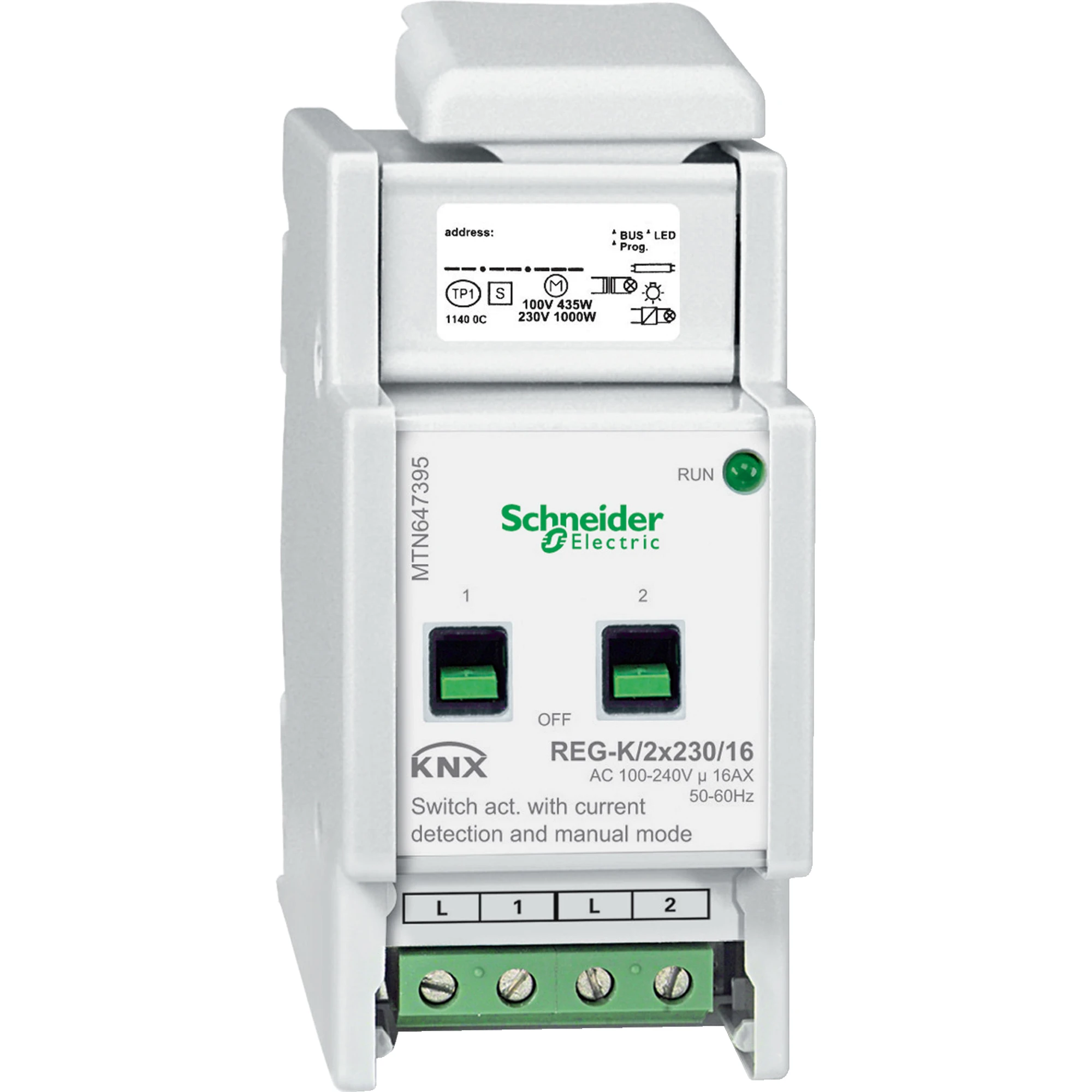 Schneider Electric MTN647395 Switching actuator REG-K/2x230/16 with manual operation and current detection, light grey (img_001) Schneider Electric MTN647395 Switching actuator REG-K/2x230/16 with manual operation and current detection, light grey (img_001)