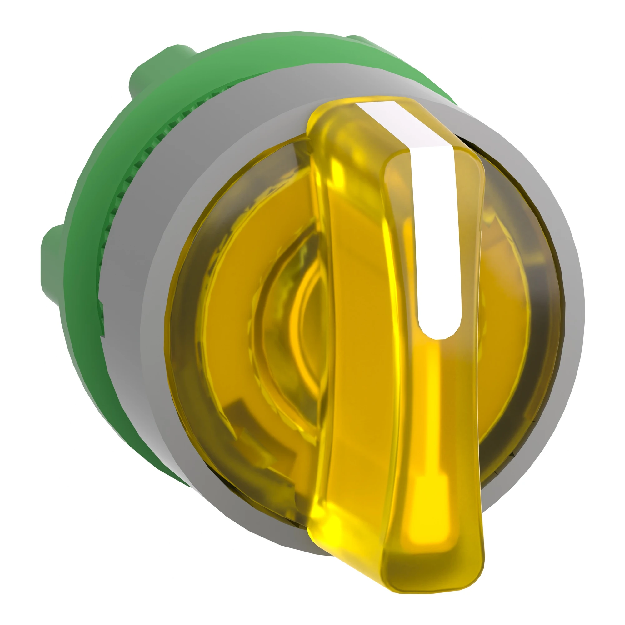 Schneider Electric ZB5AK1883C0 Pilot light selector switch, front element, Harmony XB5, plastic, 22mm, yellow, for universal LED, 3 positions, momentary right (img_001)