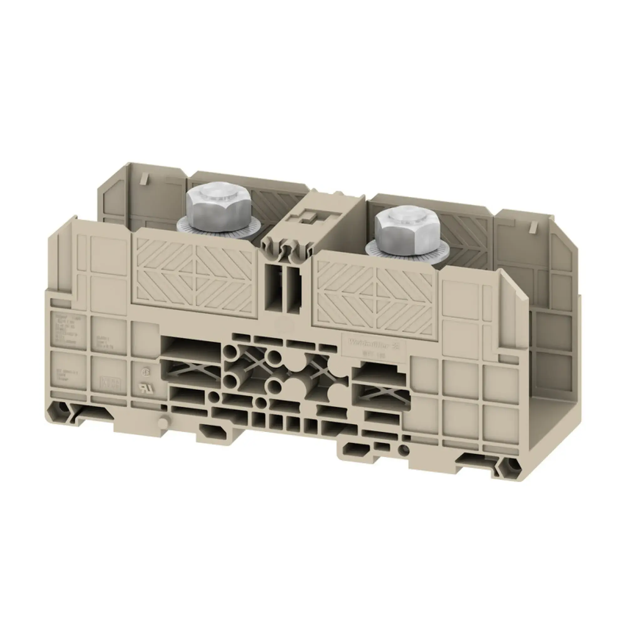 Weidmüller 1028600000 Stud terminal, Threaded stud connection, dark beige, 185 mm², 353 A, 1000 V, Number of connections: 2, Number of levels: 1, TS 35, V-0, Wemid (img_001) Weidmüller 1028600000 Stud terminal, Threaded stud connection, dark beige, 185 mm², 353 A, 1000 V, Number of connections: 2, Number of levels: 1, TS 35, V-0, Wemid (img_001)
