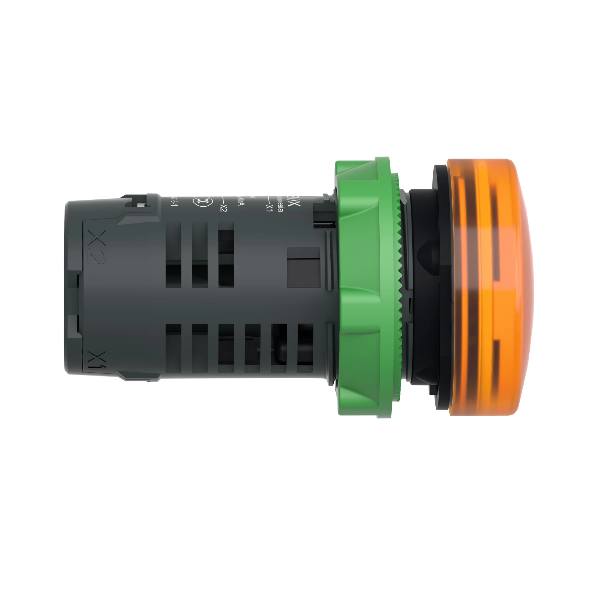Schneider Electric XB5EVB5 Signal light, Harmony XB5, plastic, monoblock, orange, 22mm, universal LED, smooth dome, 24V ACDC (img_003)