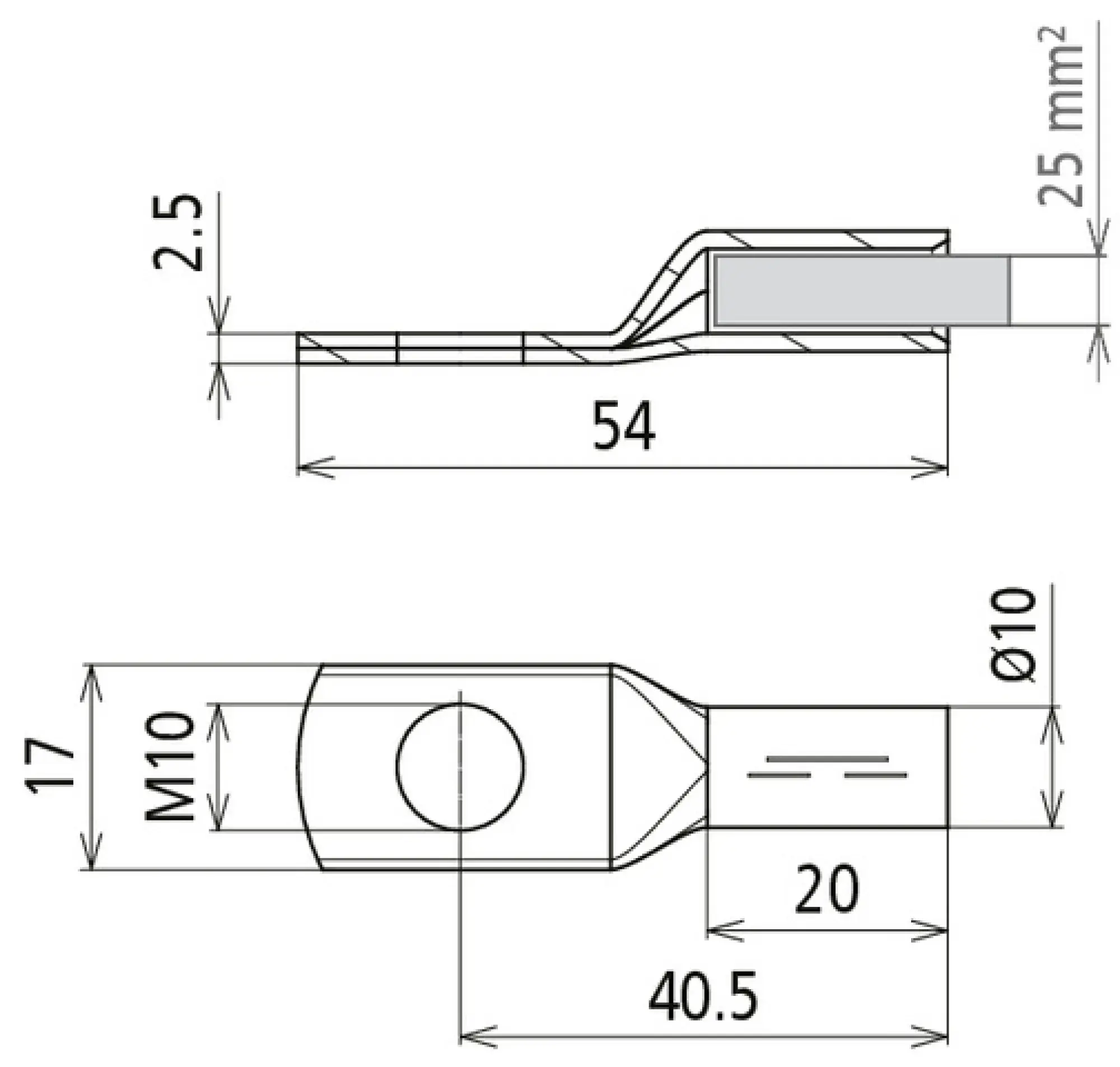 Dehn 472433 Crimped cable lug DIN 46235 25 mm² M10 Cu/gal Sn with nickel barrier layer (img_004)