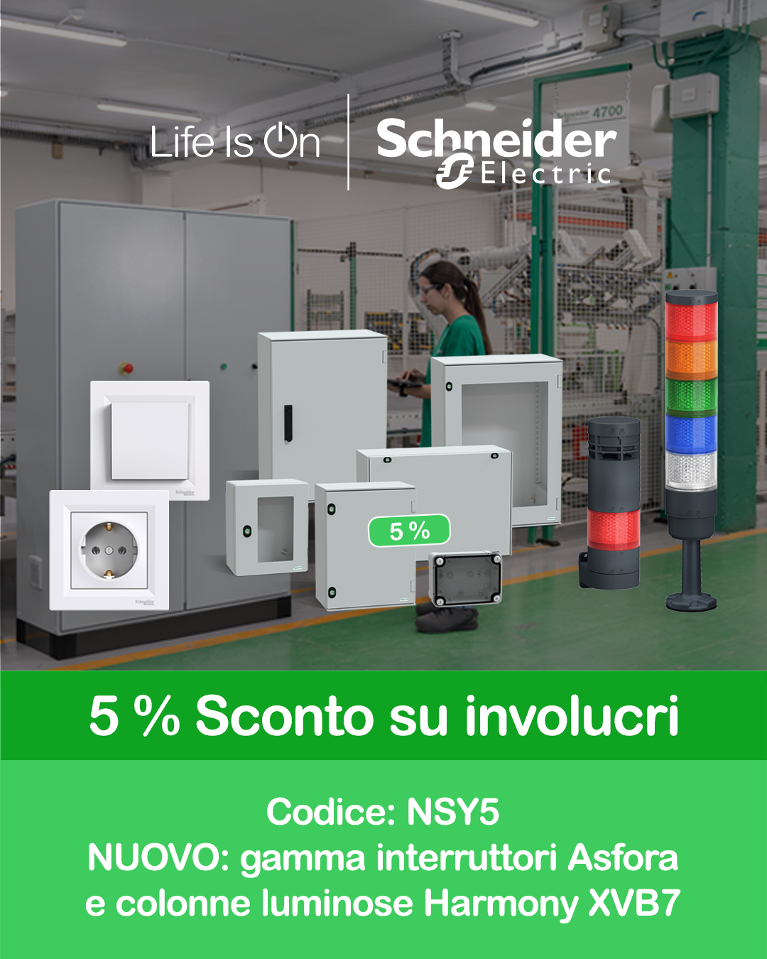 5% di sconto su custodie Schneider Electric — codice NSY5