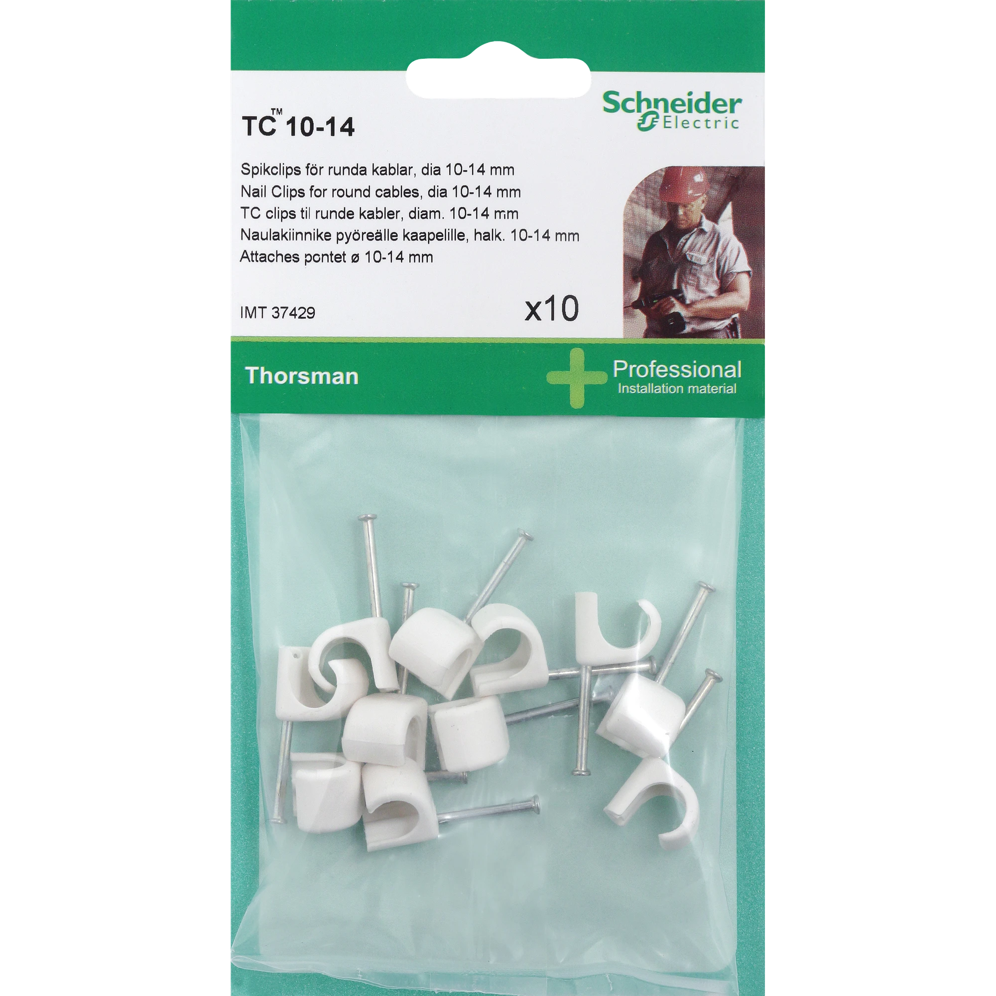 Schneider Electric IMT37429 Cable clip for round cable TC10-14 nail (2.0/30/17mm) white (pack of 10 pieces) (img_001) Schneider Electric IMT37429 Cable clip for round cable TC10-14 nail (2.0/30/17mm) white (pack of 10 pieces) (img_001)