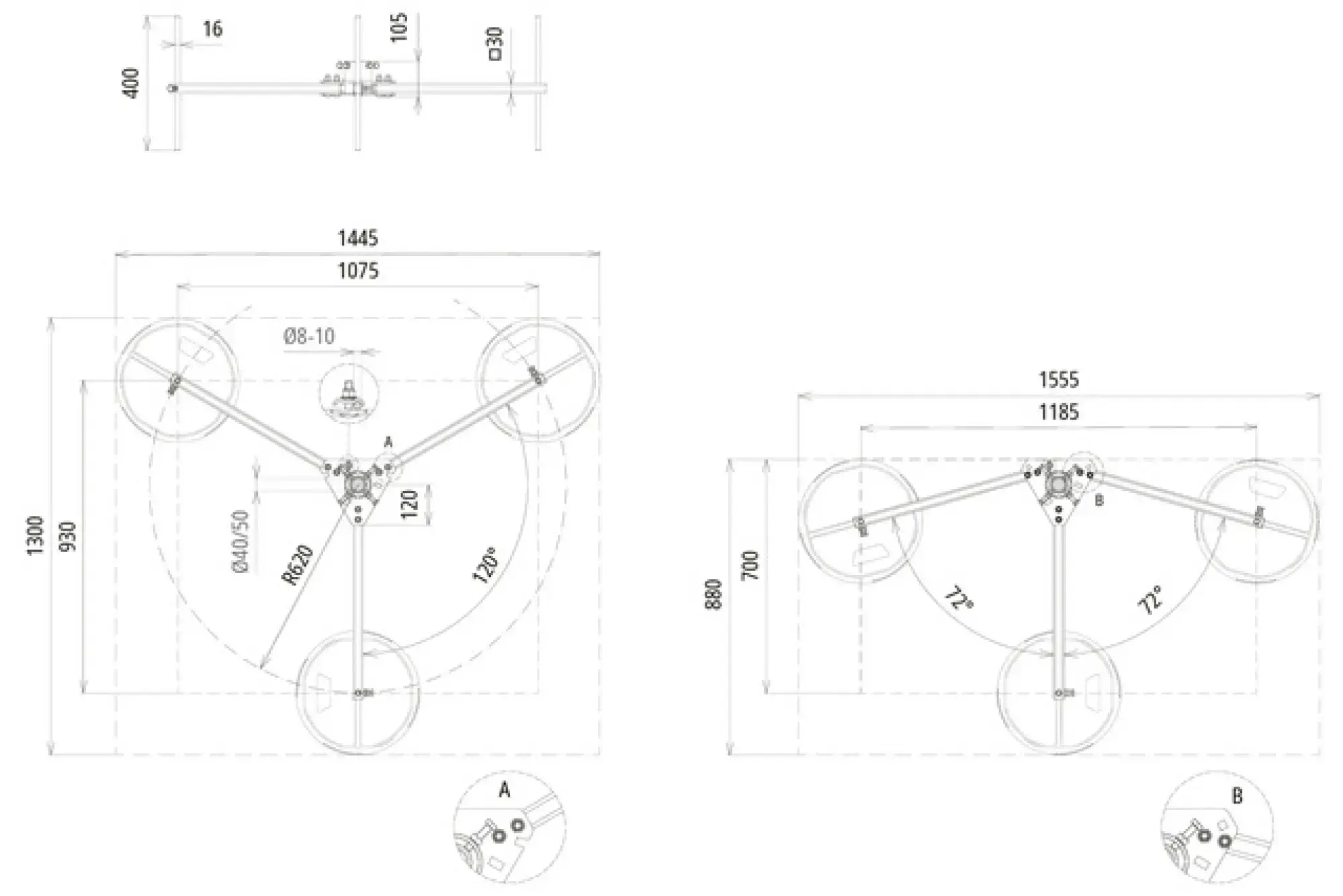 Dehn 105351 Tripod adjustable in height and hinged f. tubes D 50mm inclin. angle 10° St/tZn (img_002) Dehn 105351 Tripod adjustable in height and hinged f. tubes D 50mm inclin. angle 10° St/tZn (img_002)
