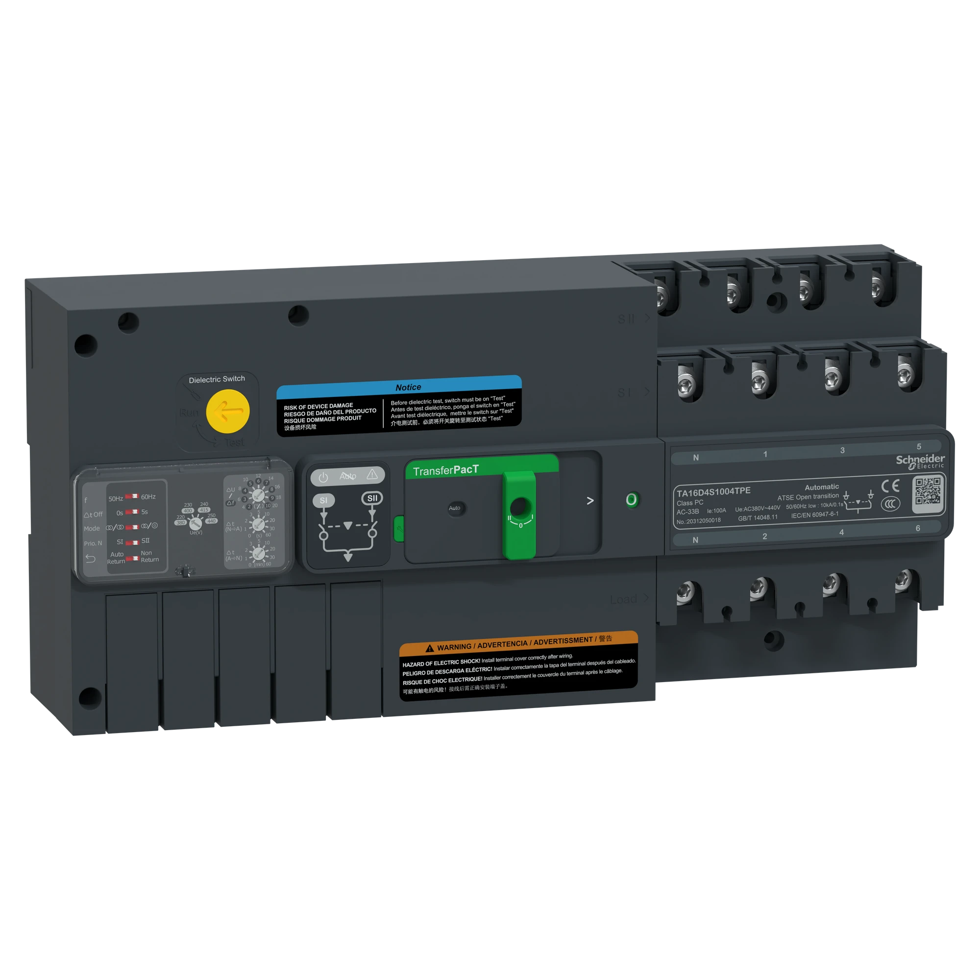 Schneider Electric TA16D4S1004TPE TransferPacT TA160, automatic transfer switch 100A, 4P, rotary knob, 400VAC (img_001) Schneider Electric TA16D4S1004TPE TransferPacT TA160, automatic transfer switch 100A, 4P, rotary knob, 400VAC (img_001)