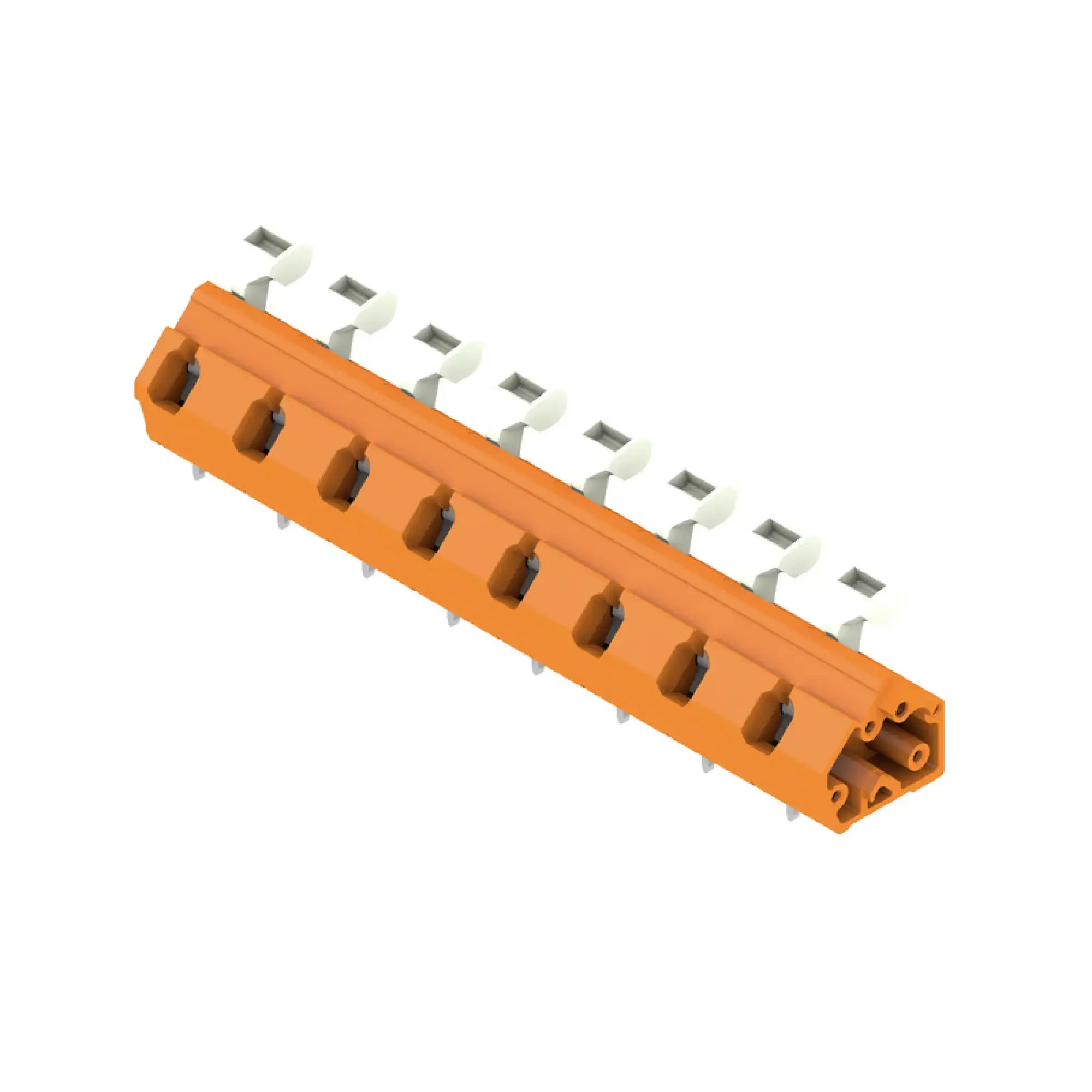 Weidmüller 1953990000 PCB terminal, 1000 V, 24 A, Pitch in mm: 10.00, 2.5 mm², Number of poles: 8, Tension clamp connection with actuator, THT solder connection, 135°, Box (img_001)