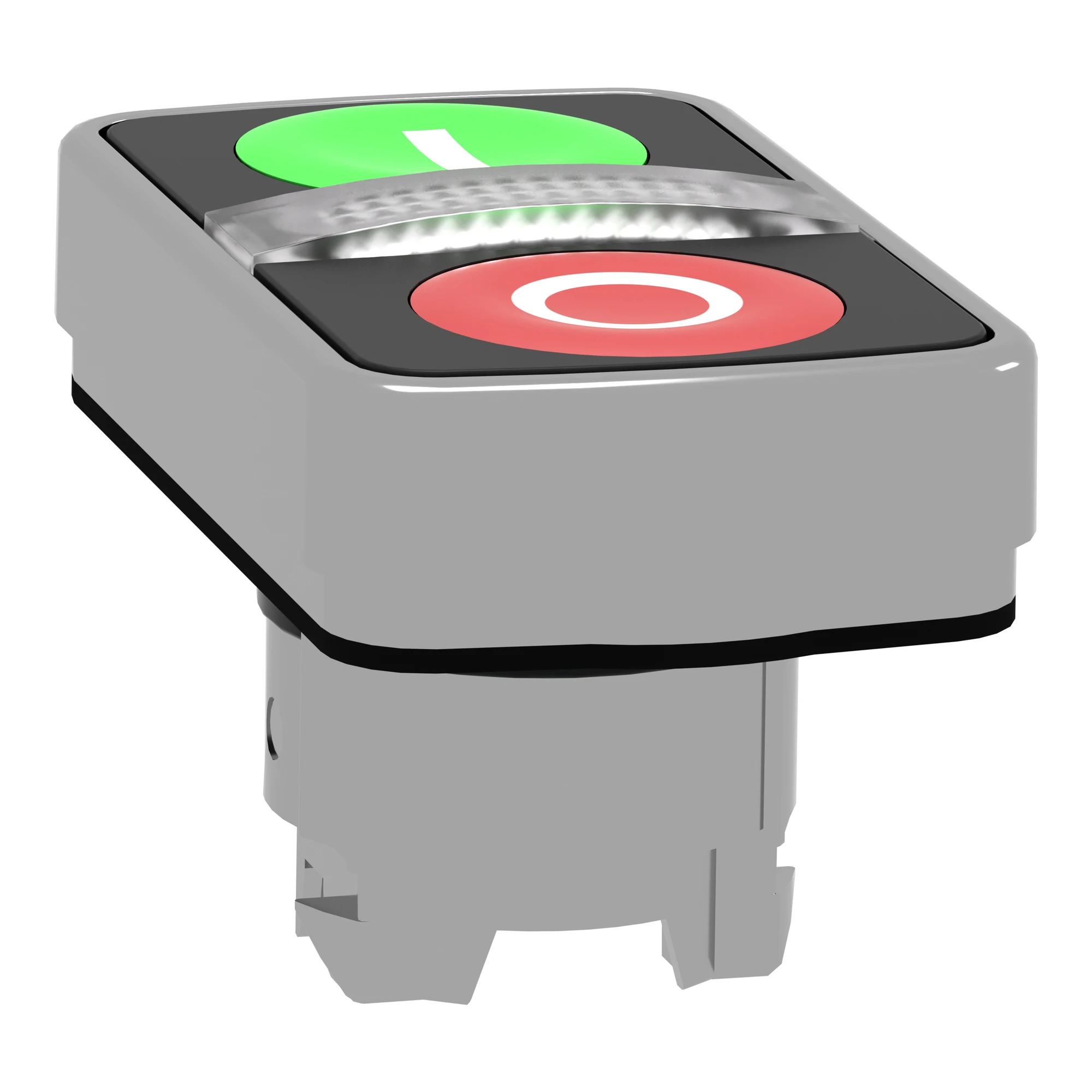 Schneider Electric ZB4BW7A3741 Double push button, Front element, Harmony XB4, Metal, 22mm, green, red, labelled I/O, illuminated (img_006)