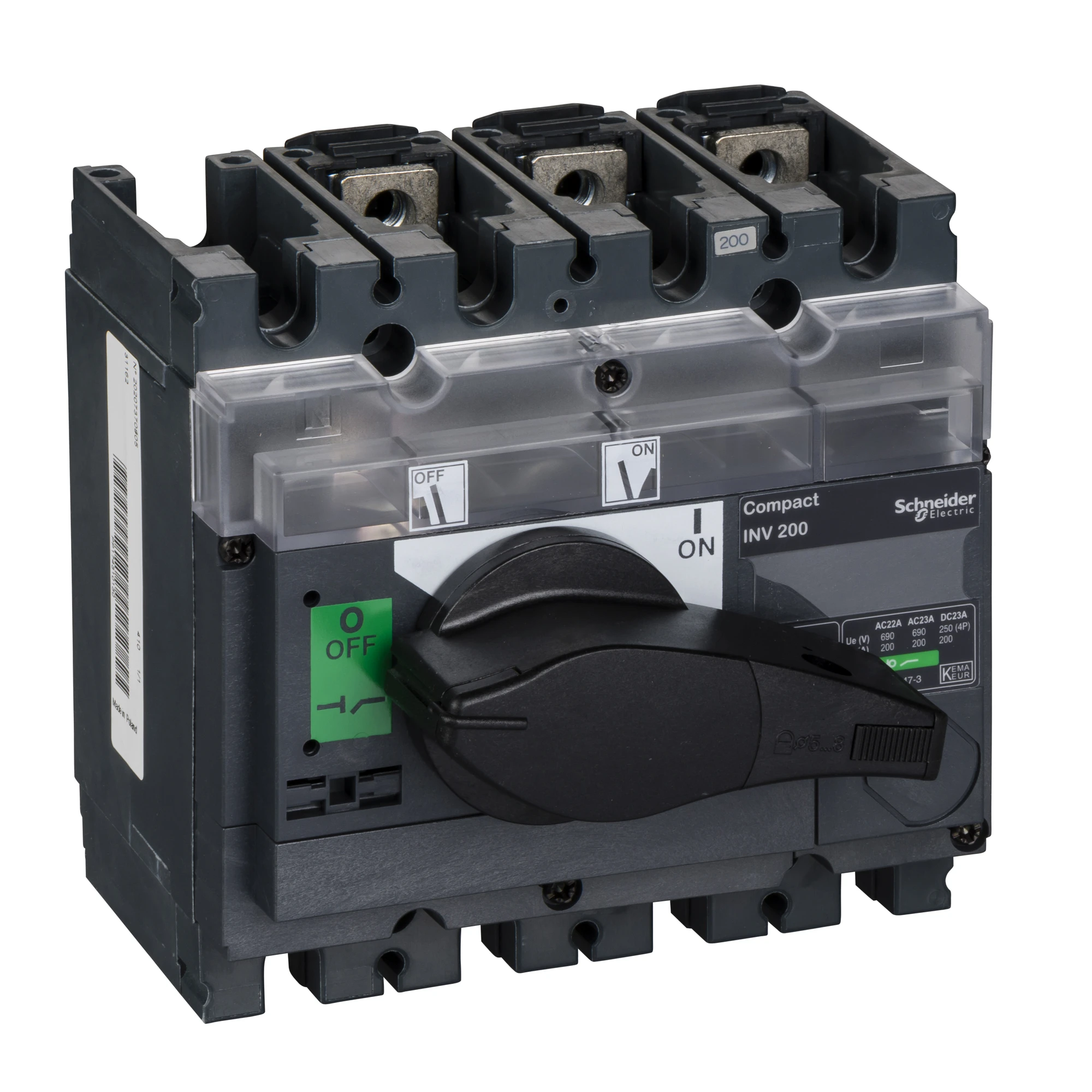 Schneider Electric 31162 Disconnector INV200, 3 P, 200A/690V DC/AC, Black Rotary Lever (img_001) Schneider Electric 31162 Disconnector INV200, 3 P, 200A/690V DC/AC, Black Rotary Lever (img_001)