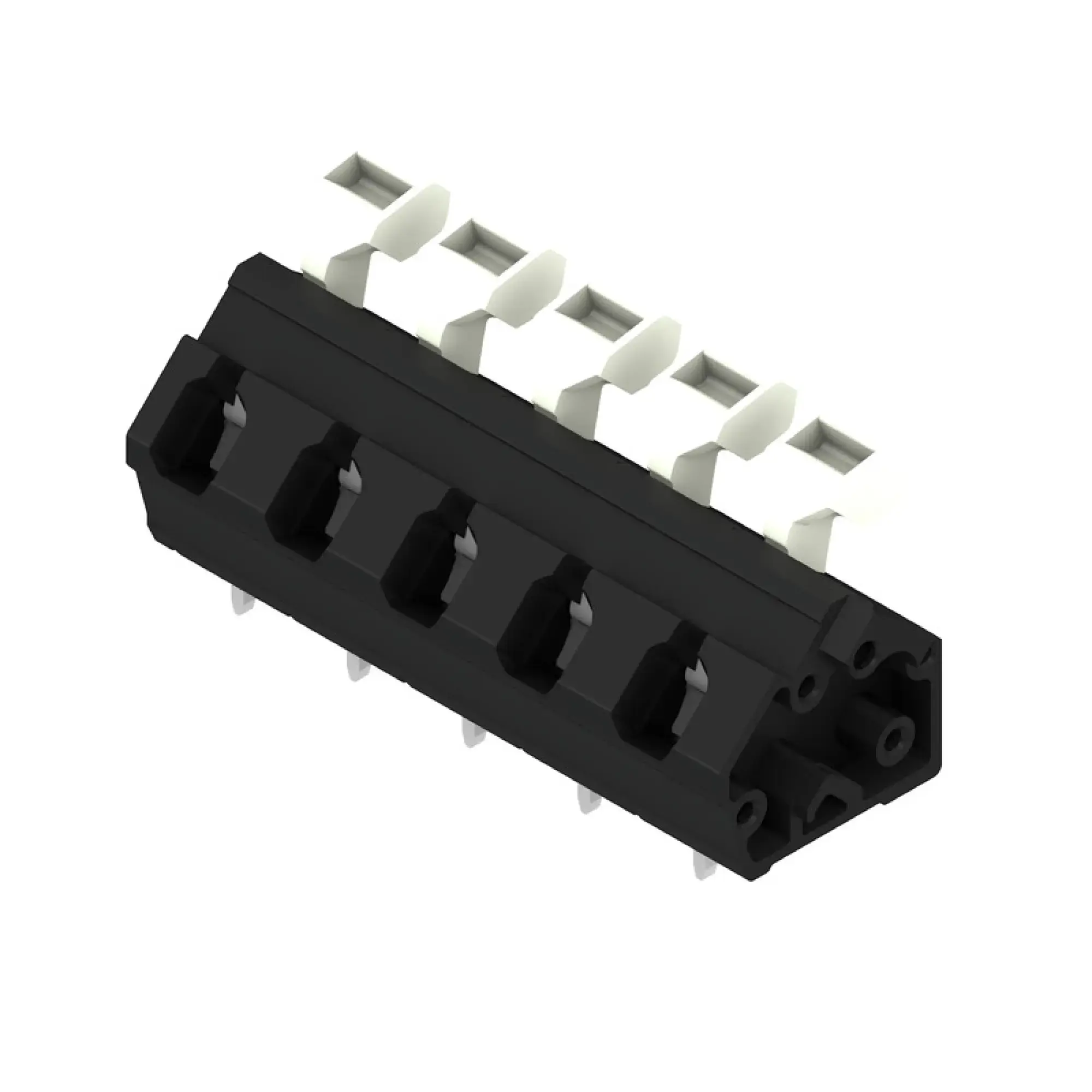 Weidmüller 1952710000 PCB terminal, 800 V, 24 A, Pitch in mm: 7.50, 2.5 mm², Number of poles: 5, Tension clamp connection with actuator, THT solder connection, 135°, Box (img_001)