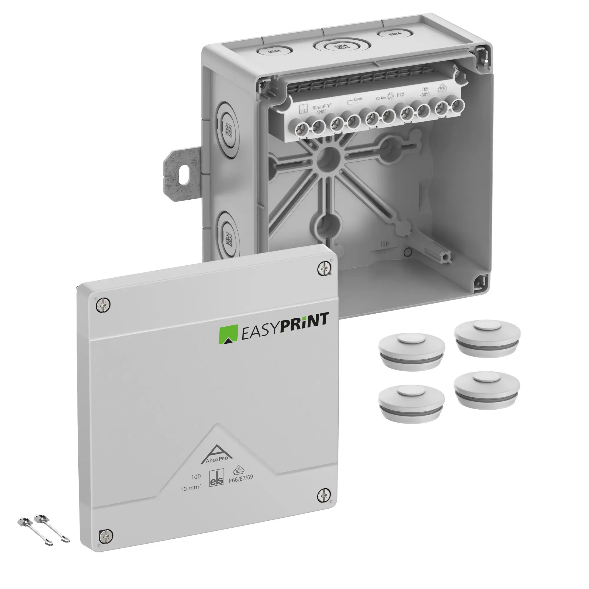 Spelsberg 410421EP Junction box, Type of protection IP66/IP67/IP69, max. 10², IK09, Protection class II, Ui 690V AC, Ui 690V DC, DLG, DNV, VDE, Halogen free (img_001)