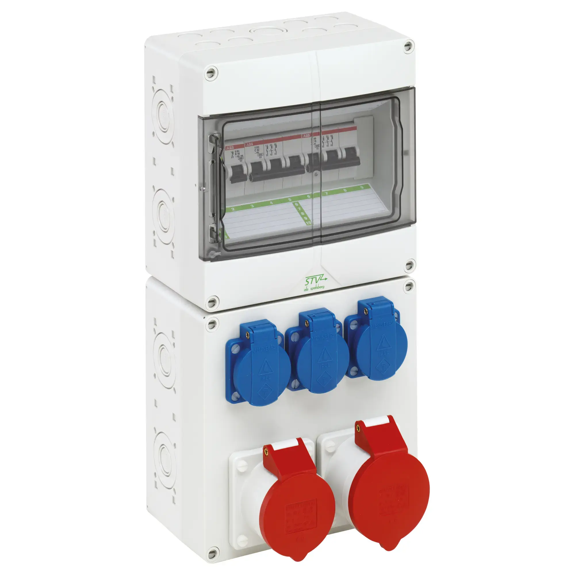 Spelsberg 72942301 Socket outlet combination, grey, Type of protection IP44, Impact strength IK08, Protection class II, Rated insulation voltage 400V AC, Halogen free (img_001) Spelsberg 72942301 Socket outlet combination, grey, Type of protection IP44, Impact strength IK08, Protection class II, Rated insulation voltage 400V AC, Halogen free (img_001)