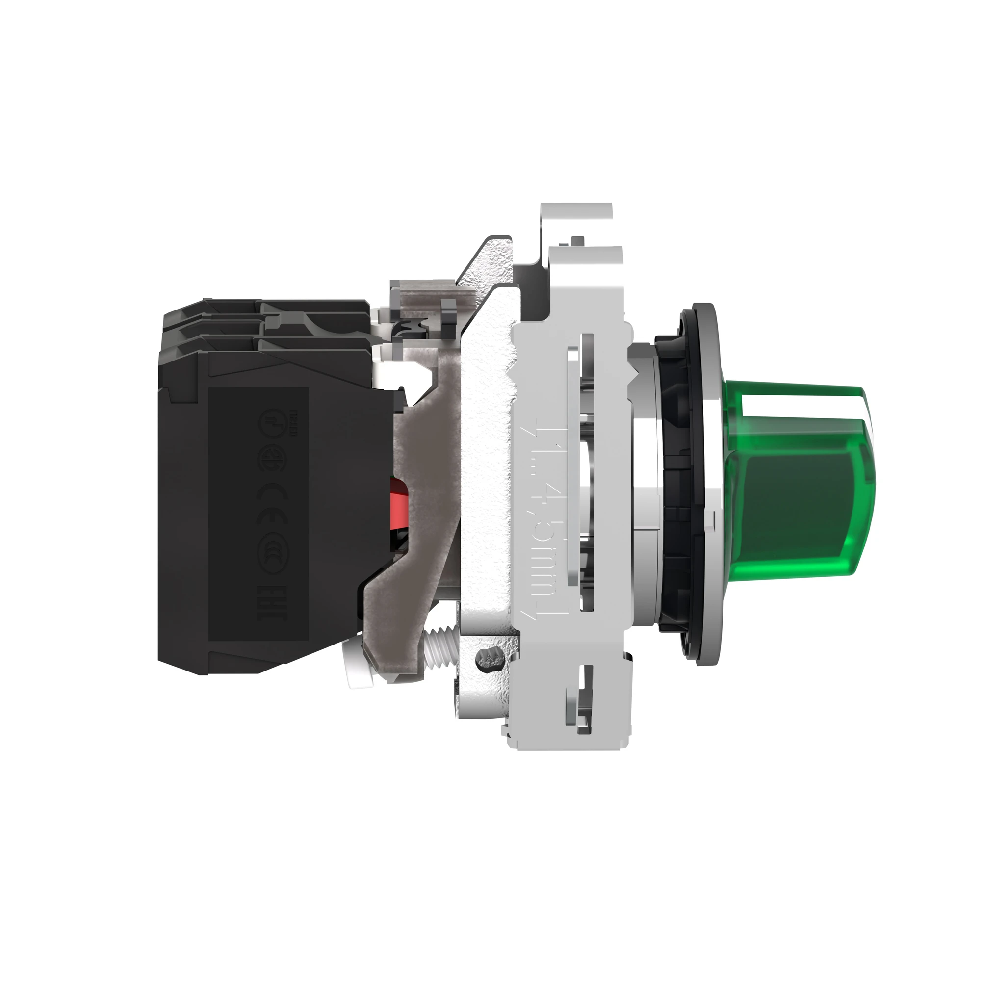 Schneider Electric XB4FK123M5 Illuminated selector switch, Harmony XB4F, metal, 30mm, green, universal LED, 2 positions, 1NO+1NC, 230-240V AC (img_004)