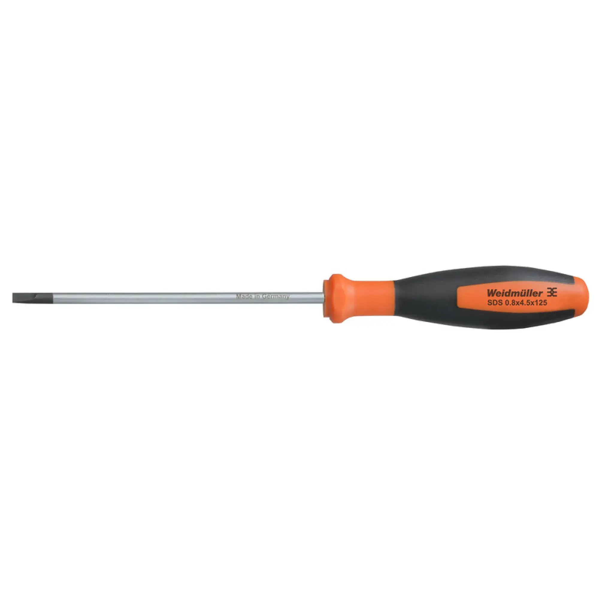 Weidmüller 2749370000 Slotted screwdriver, Blade thickness (A): 0.8 mm, Blade width (B): 4.5 mm, Blade length: 125 mm, Form: Slotted (img_001) Weidmüller 2749370000 Slotted screwdriver, Blade thickness (A): 0.8 mm, Blade width (B): 4.5 mm, Blade length: 125 mm, Form: Slotted (img_001)