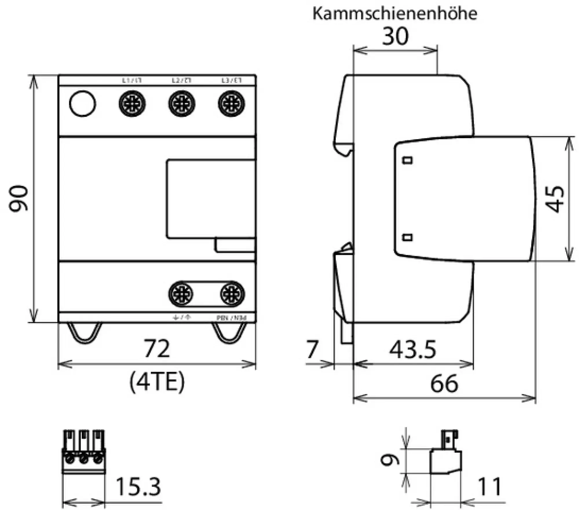 Dehn 956305 Combined arrester Type 1+2+3 DEHNventil M2 three-pole f. TN-C systems w. remote signalling contact (img_002)