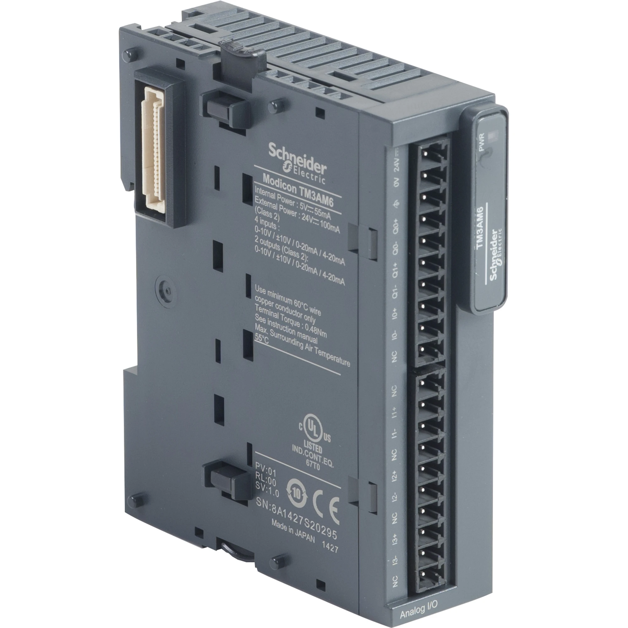 Schneider Electric TM3AM6 Analog Input/Output Module, Modicon TM3, 4 Inputs / 2 Outputs, Voltage / Current, 12 Bit Resolution, Screw Terminals (img_001)