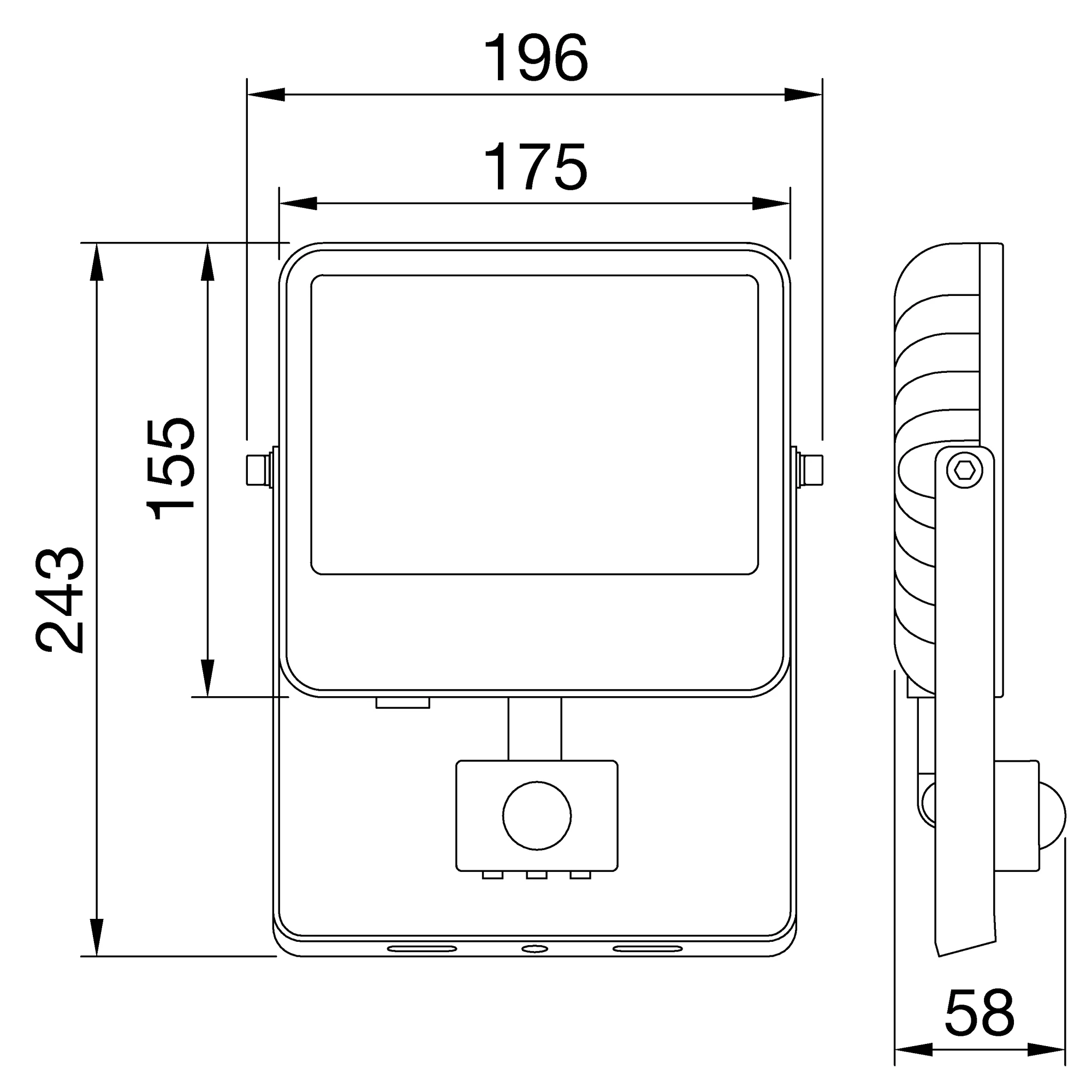 GEWISS GWF1105CC830 ELIA FL MINI - XS3 30W - ASYMMETRIC - 3000K CRI80 - ON/OFF + PIR SENSOR - IP66 - CLASS I - BLACK (img_002)