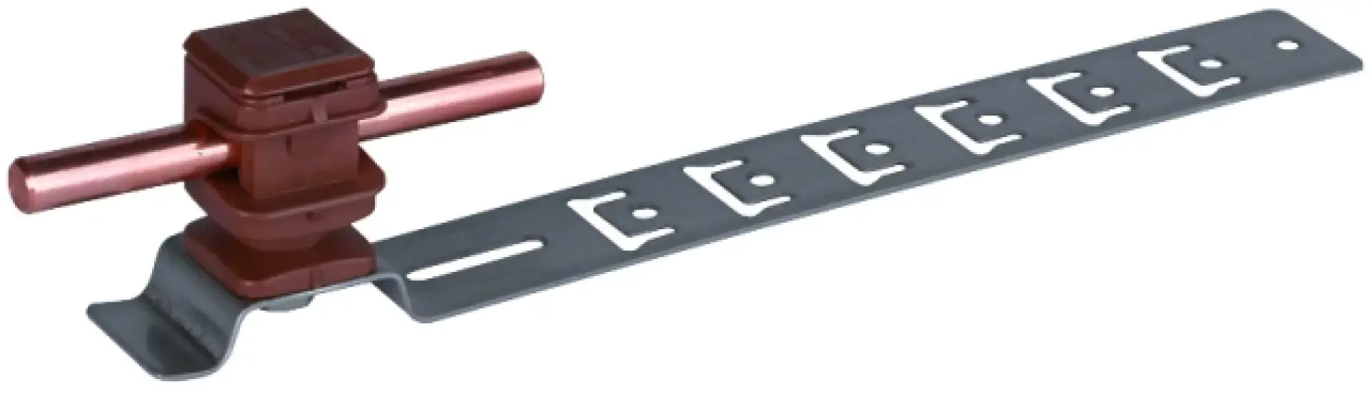 Dehn 204921 Roof con. hol. UNIsnap StSt/plast. brown H 16mm Rd 8mm w. embossed brace L 205mm (img_003) Dehn 204921 Roof con. hol. UNIsnap StSt/plast. brown H 16mm Rd 8mm w. embossed brace L 205mm (img_003)